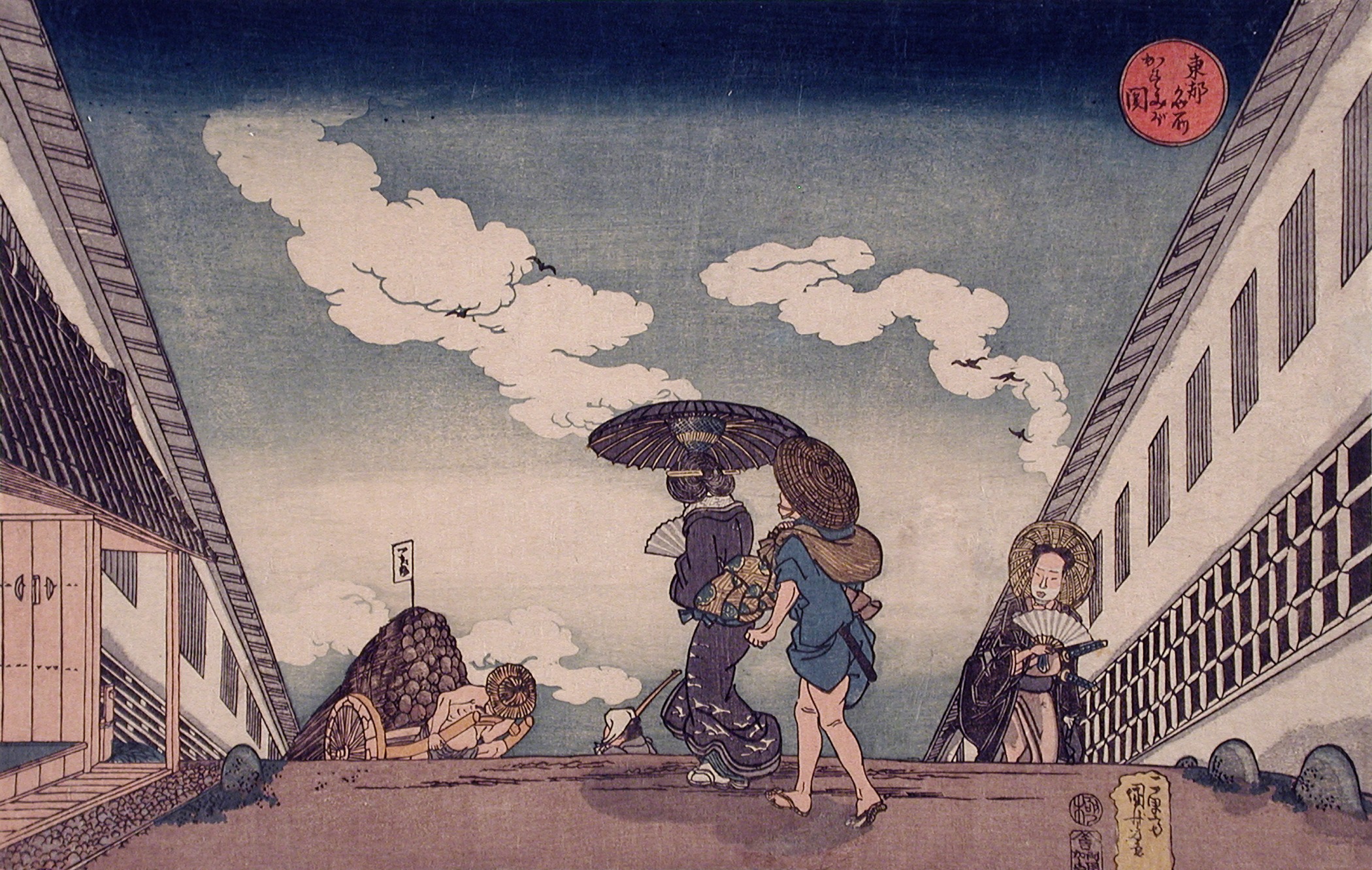 《东都名所：霞关》（Famous Places in the Eastern Capital (Tōto meisho): Kasumigaseki）｜歌川国芳 Utagawa Kuniyoshi｜江户时代，19世纪