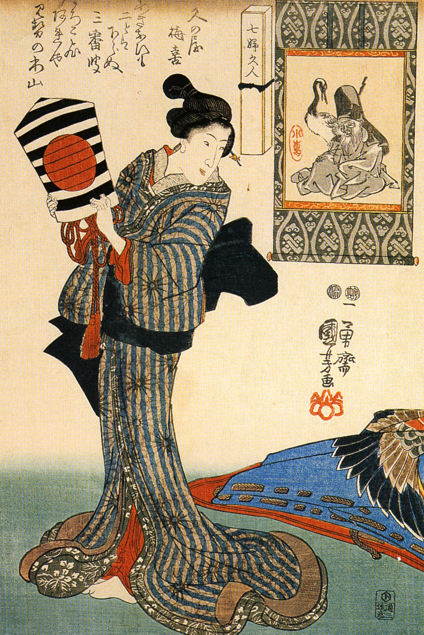 《手持提灯的美人》（Beauty Holding a Lantern (Bijinga)）｜歌川国芳 Utagawa Kuniyoshi｜江户时代，19世纪