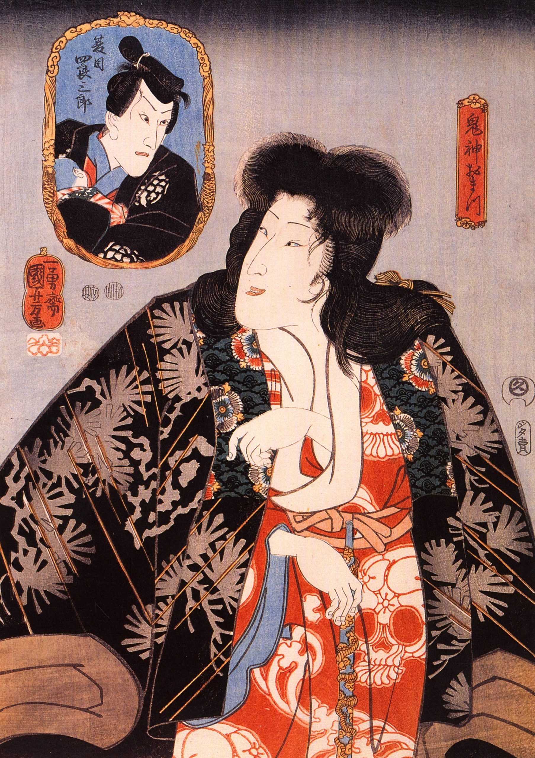 《歌舞伎役者 饰鬼神阿松》（Actor as Kijin Omatsu）｜歌川国芳 Utagawa Kuniyoshi｜江户时代，19世纪