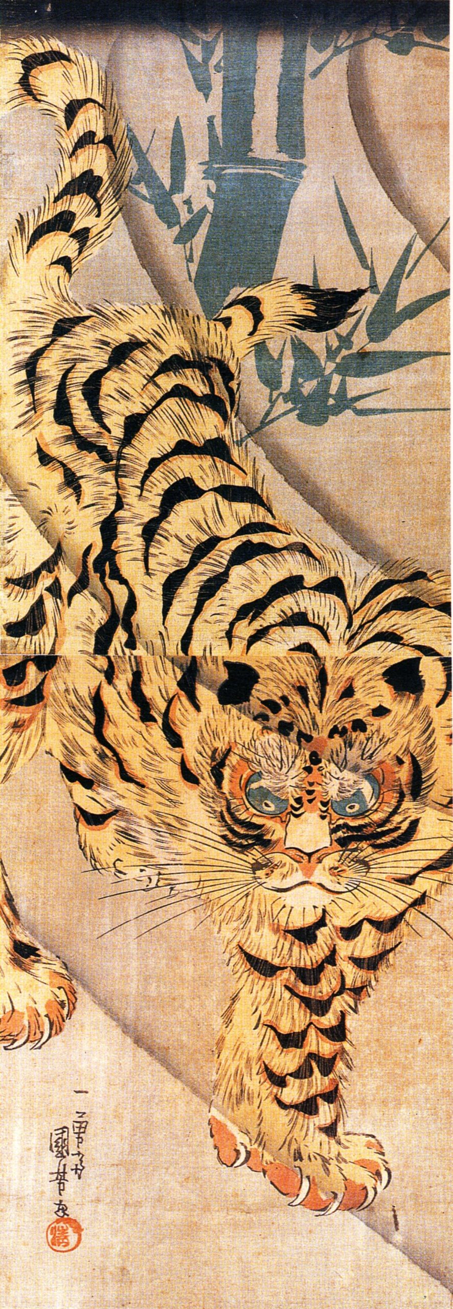《竹林猛虎图》（Tiger in Bamboo Grove）｜歌川国芳 Utagawa Kuniyoshi｜江户时代，19世纪