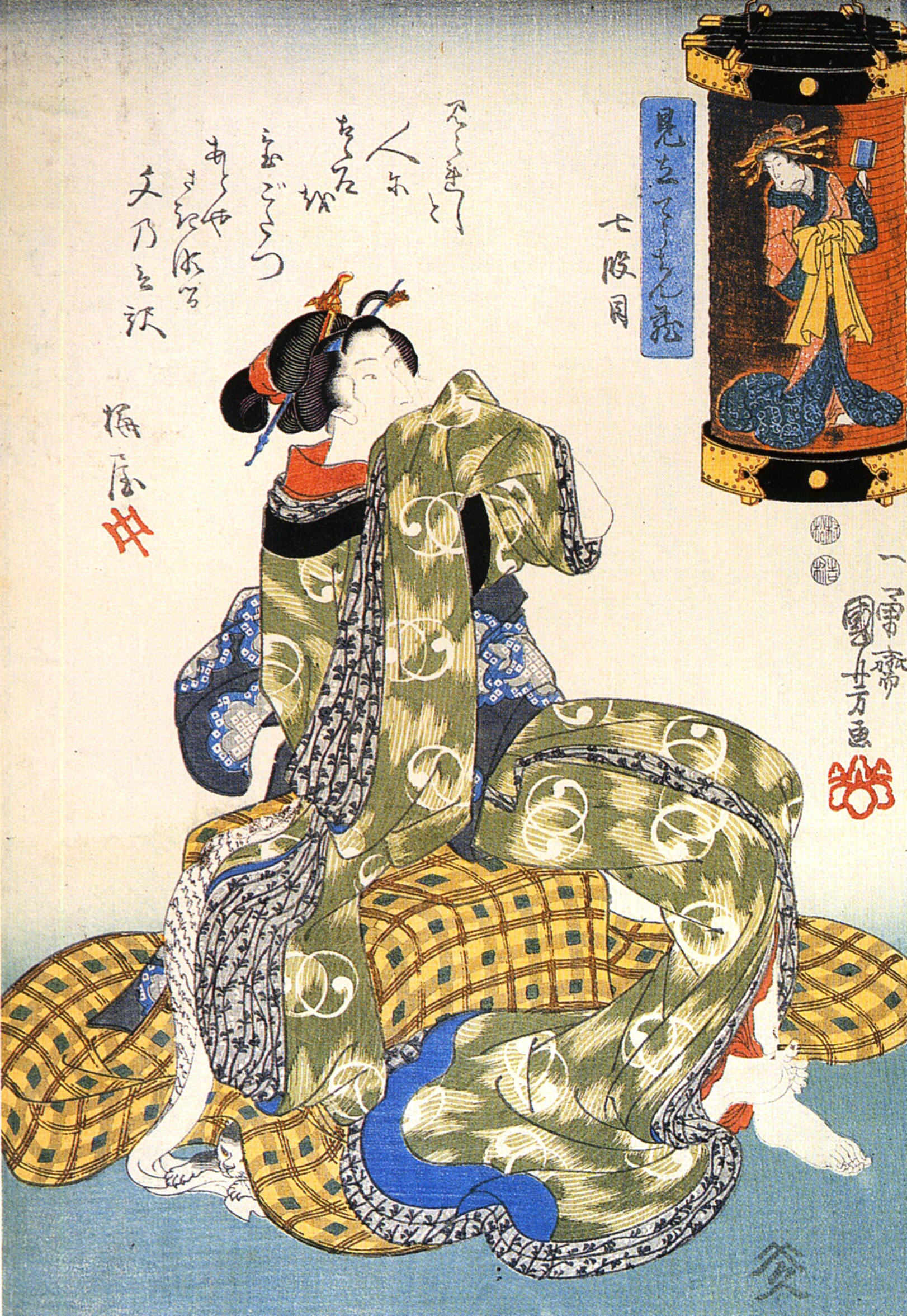 《灯笼旁的女子》（Woman next to a Lantern）｜歌川国芳 Utagawa Kuniyoshi｜江户时代，19世纪