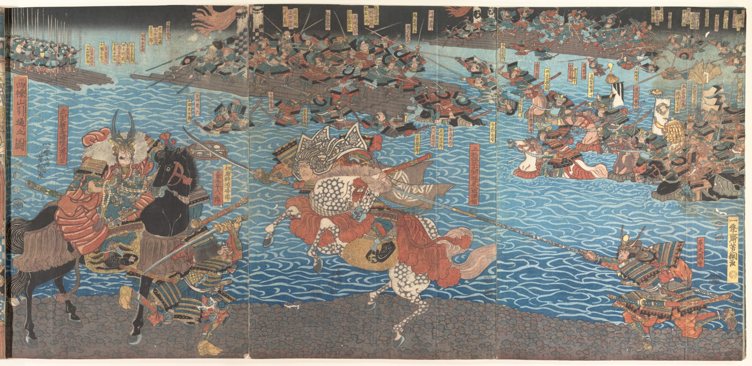 《川中岛大合战（三联画）》（Battle of Kawanakajima (Triptych)）｜歌川国芳 Utagawa Kuniyoshi｜江户时代，19世纪