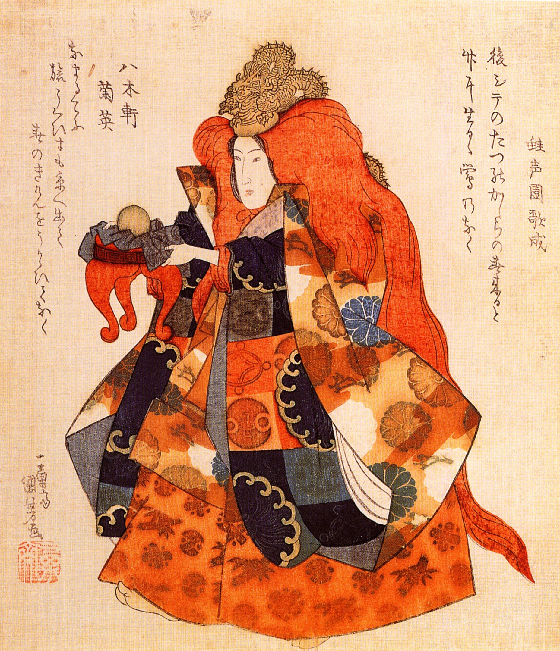 《身穿华丽和服的美人》（Beauty in Ornate Kimono）｜歌川国芳 Utagawa Kuniyoshi｜江户时代
