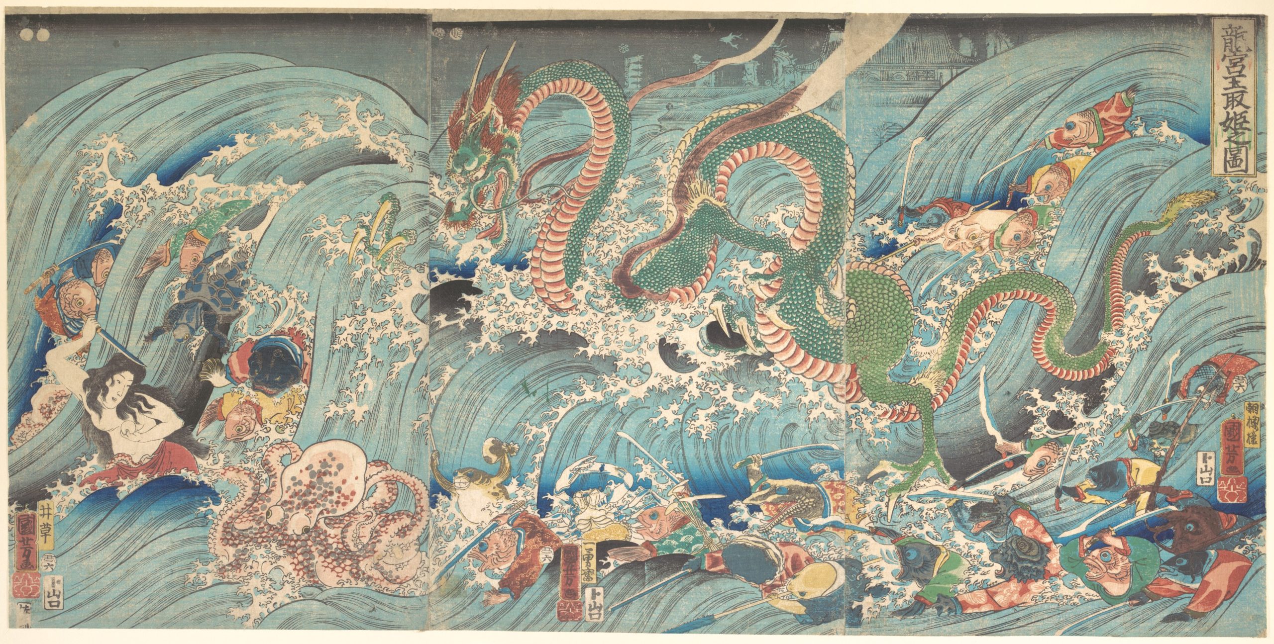 《海中翻腾的蛟龙》（Dragon in Ocean Waves）｜歌川国芳 Utagawa Kuniyoshi｜江户时代