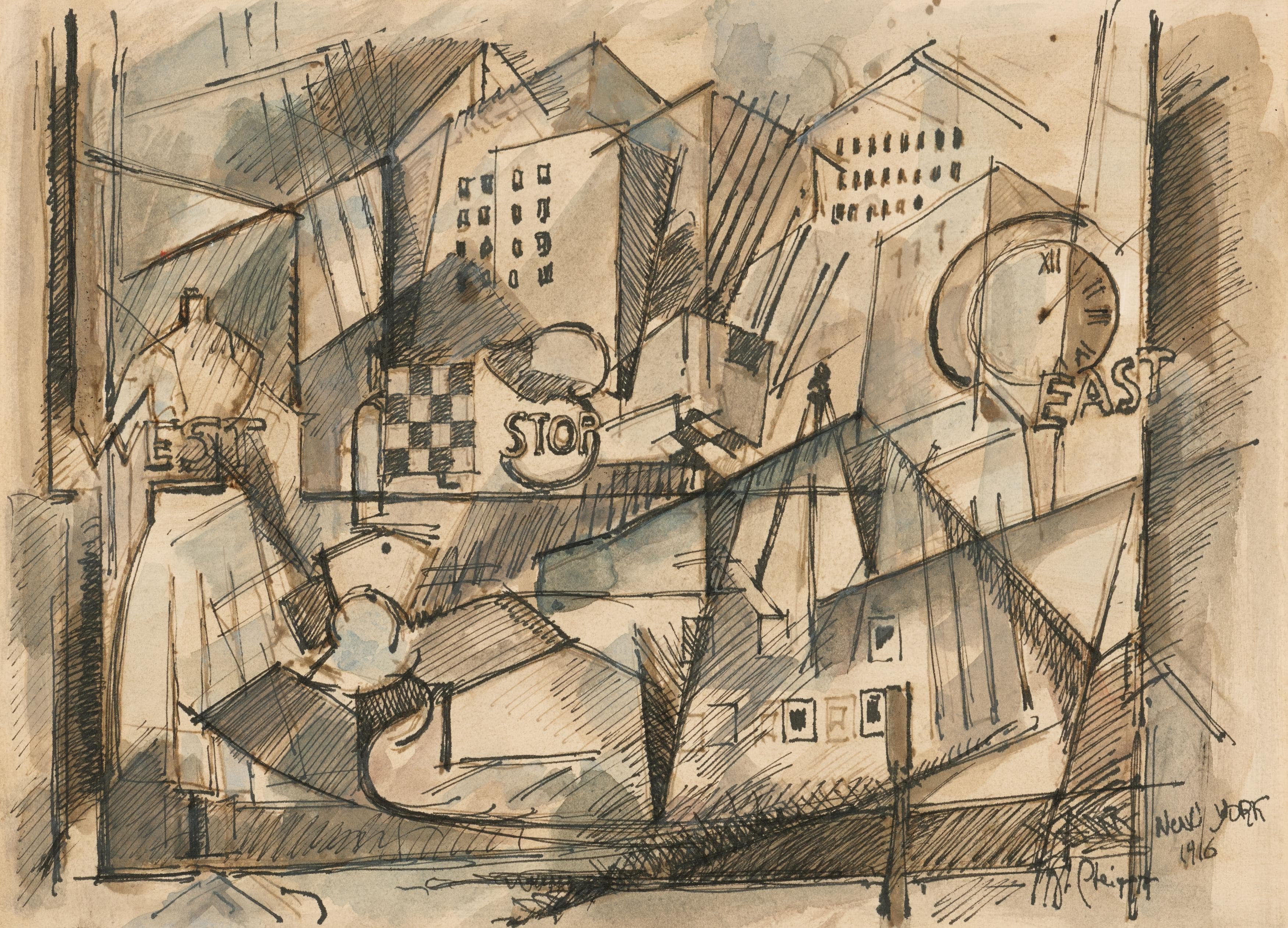 《橱窗里》（In the Shop Window）｜阿尔贝·格莱兹 Albert Gleizes｜1916