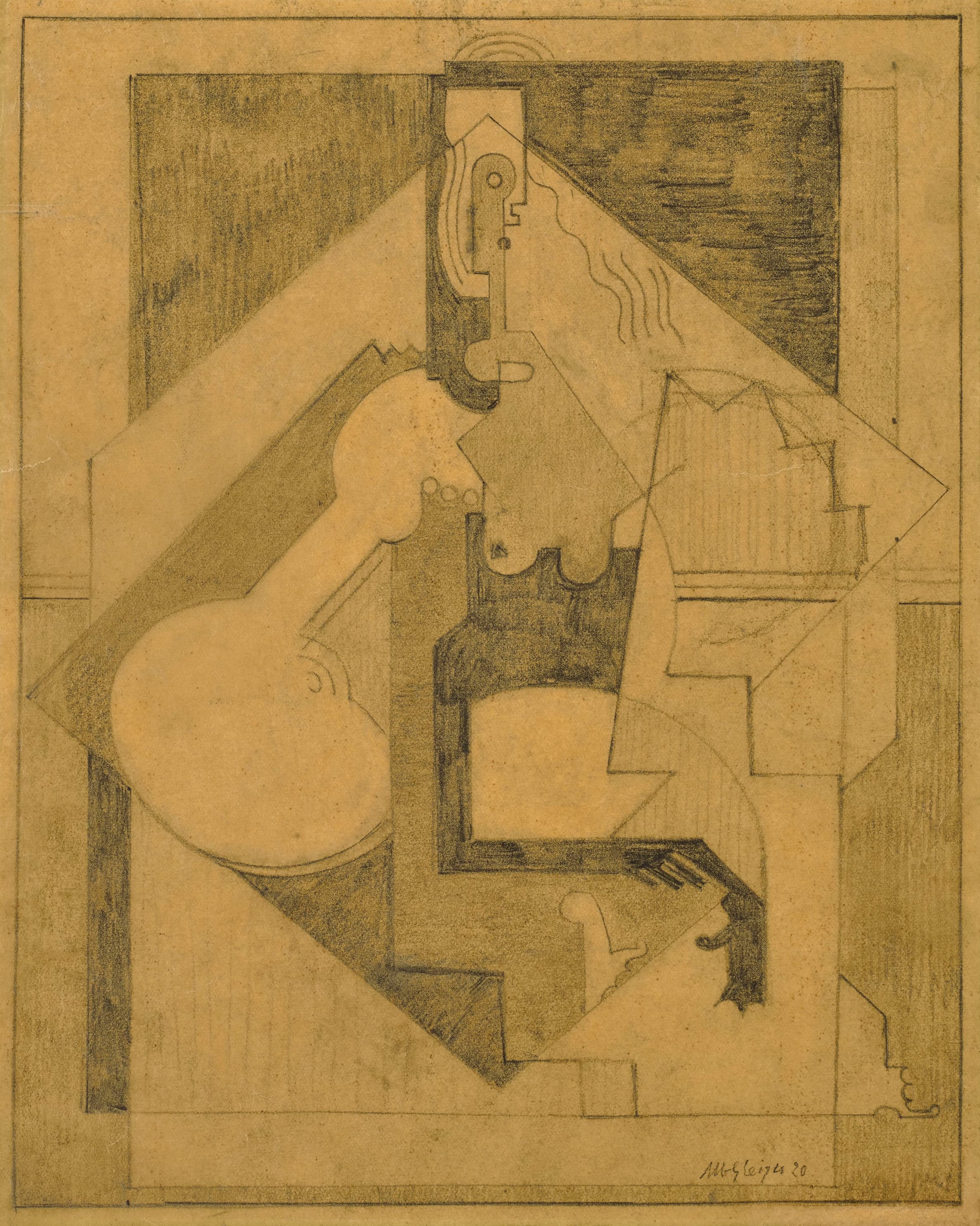 《研究“La Femme au gant”或作文》（Study for 'La Femme Au Gant' or Composition）｜阿尔贝·格莱兹 Albert Gleizes｜1920