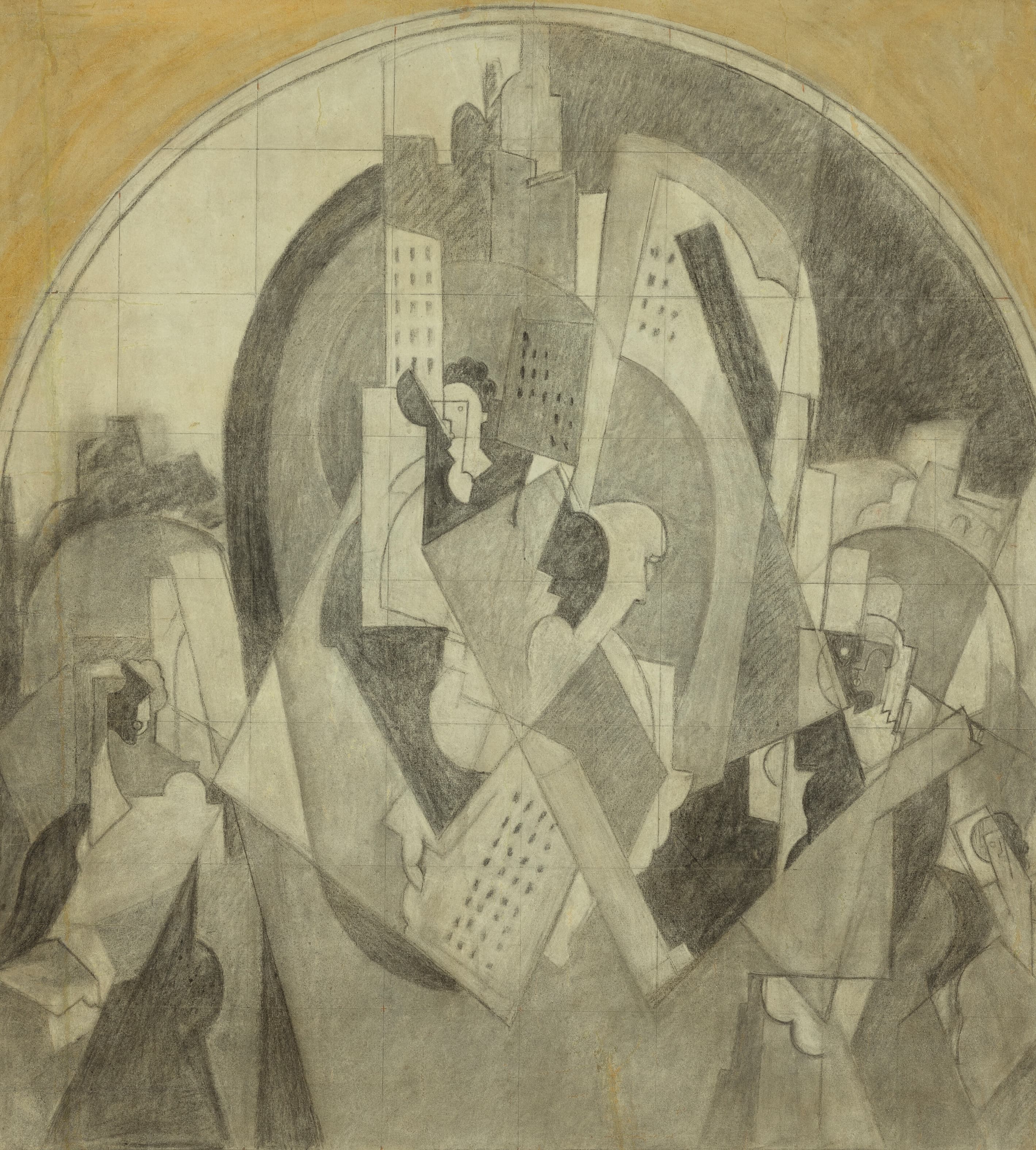 《莫斯科火车站壁画习作》（Study for the Mural of Moscow Railway Station）｜阿尔贝·格莱兹 Albert Gleizes｜1920