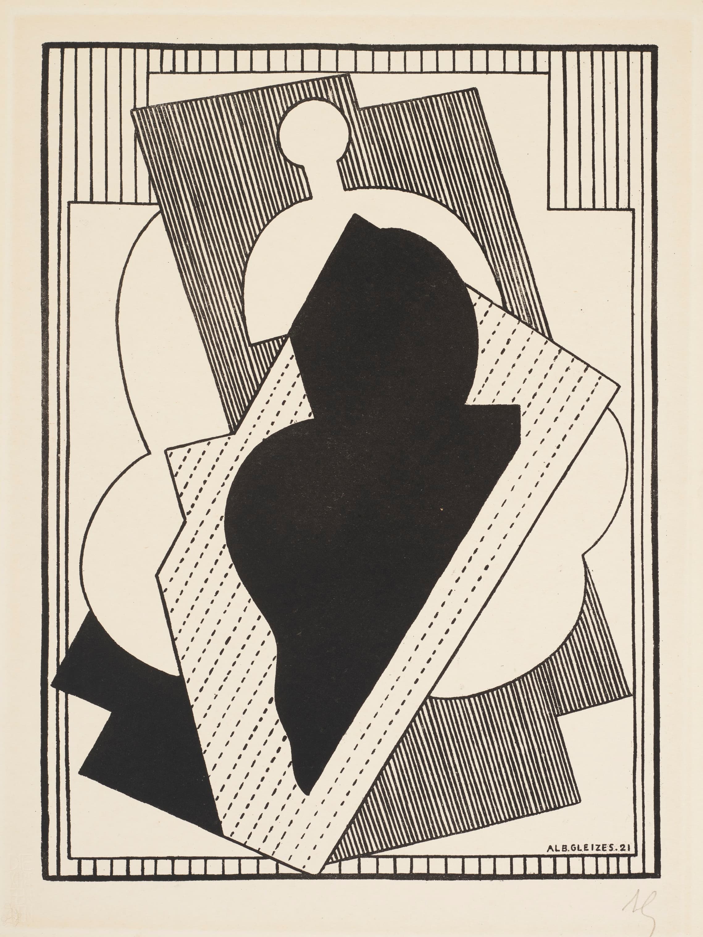 《立体主义构成（黑色中心）》（Cubist Composition (Black Center)）｜阿尔贝·格莱兹 Albert Gleizes｜1921