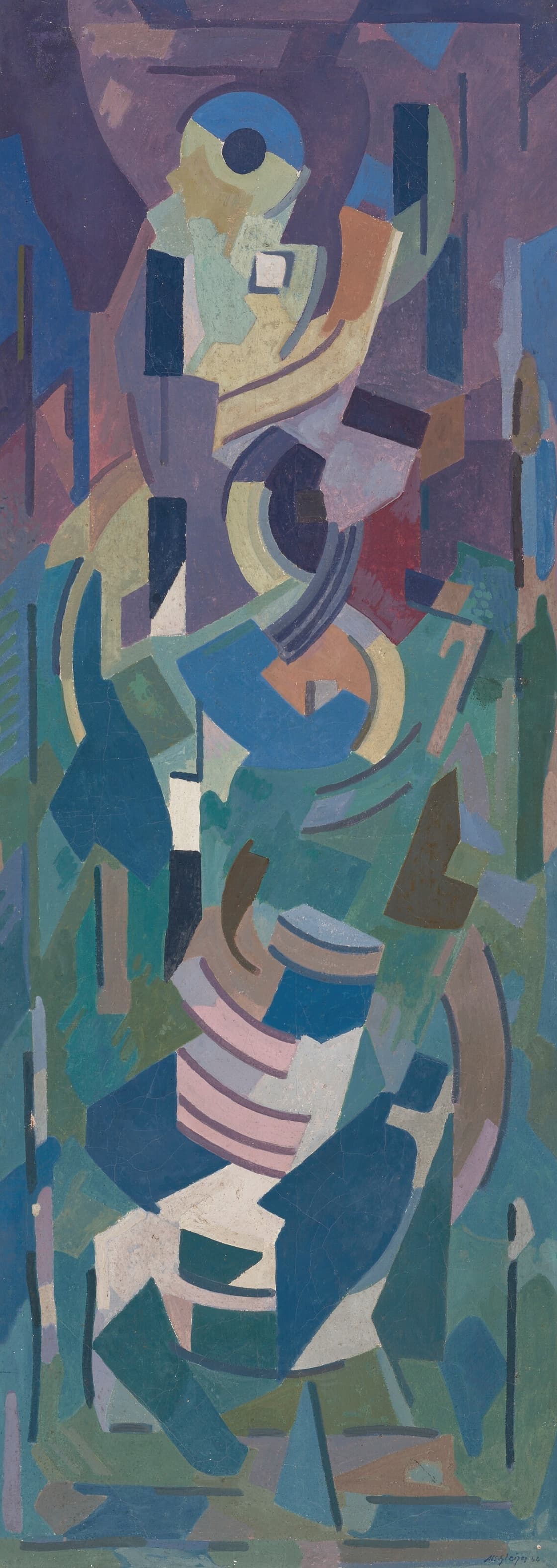 《绿色与紫色的节奏发展，或以紫绿为主的节奏构成》（Rhythmic Development in Green and Violet, or Rhythmic Composition Dominated by Violet and Green）｜阿尔贝·格莱兹 Albert Gleizes｜1944