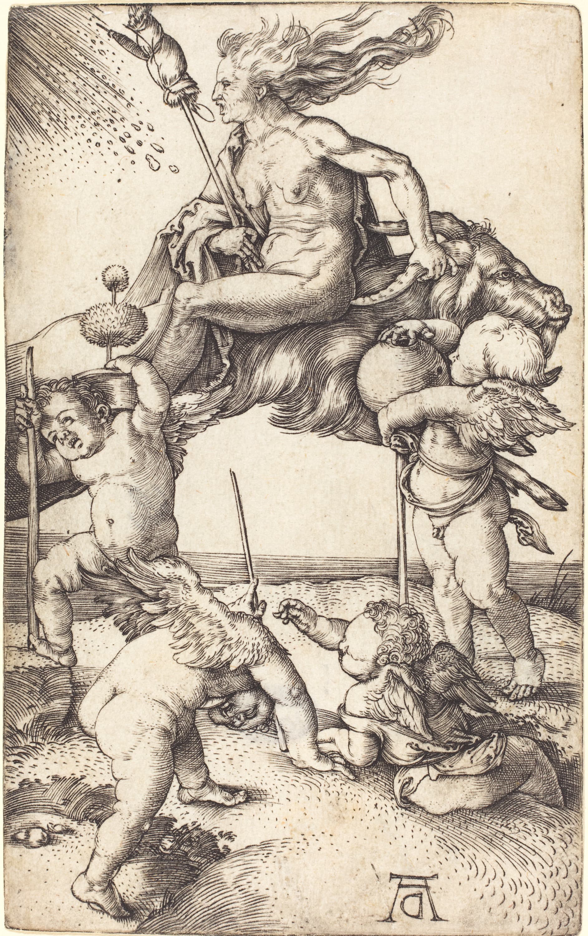《倒骑山羊的女巫》（Witch Riding Backwards On A Goat）｜阿尔布雷希特·丢勒 Albrecht Dürer｜1500