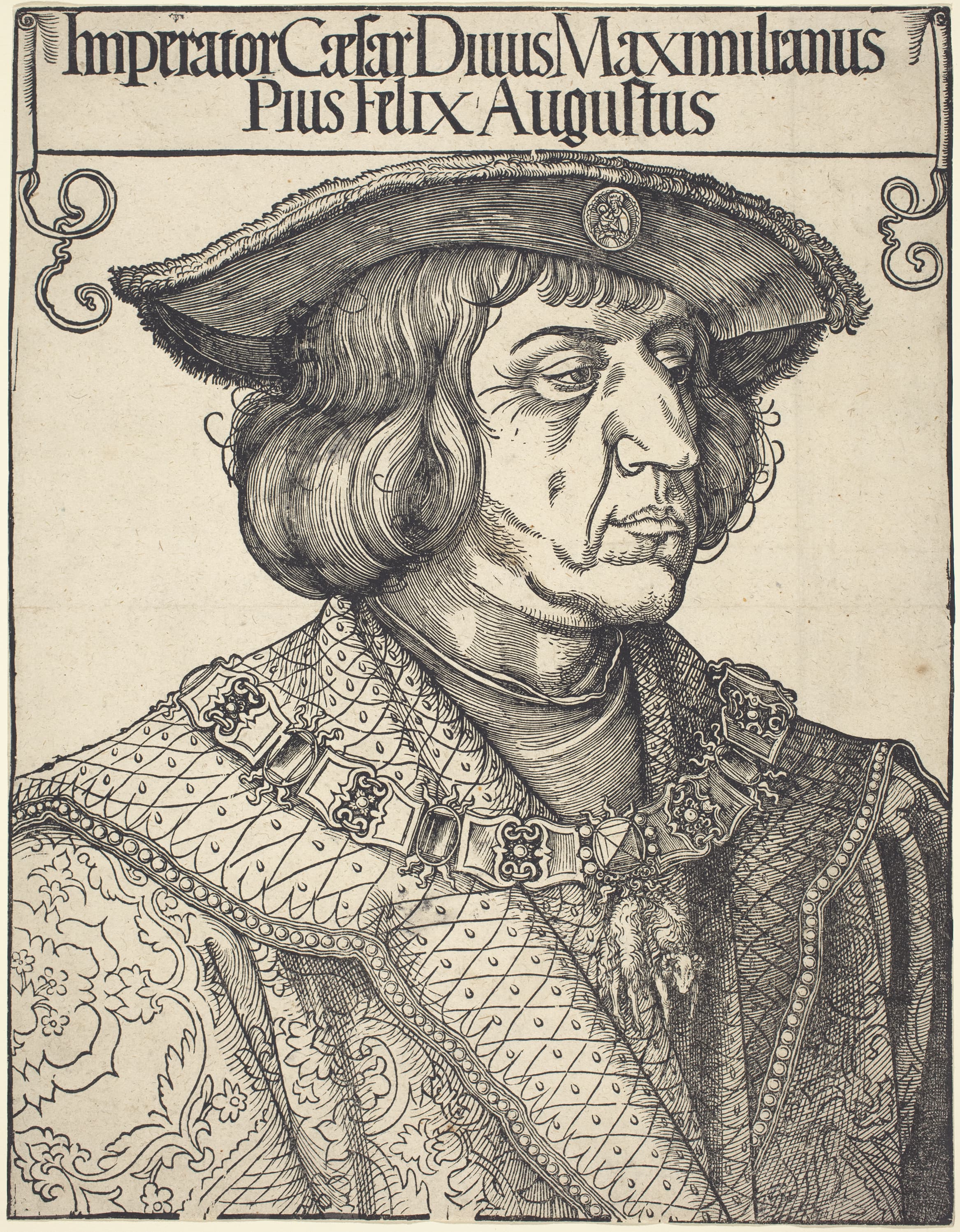 《皇帝马克西米利安一世肖像》（Portrait of Emperor Maximilian I）｜阿尔布雷希特·丢勒 Albrecht Dürer｜1518