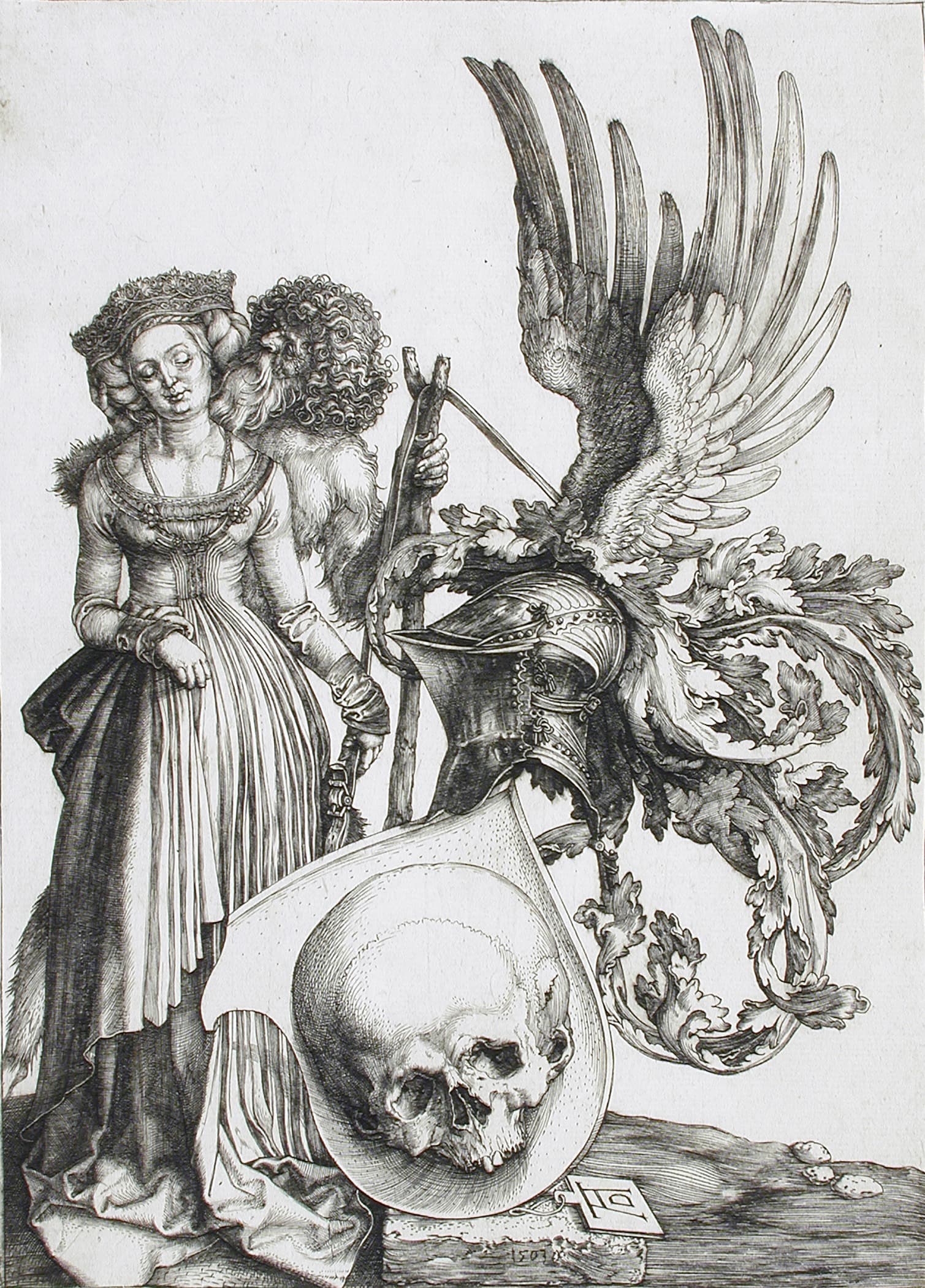 《骷髅纹章》（Coat Of Arms With A Skull）｜阿尔布雷希特·丢勒 Albrecht Dürer｜1503