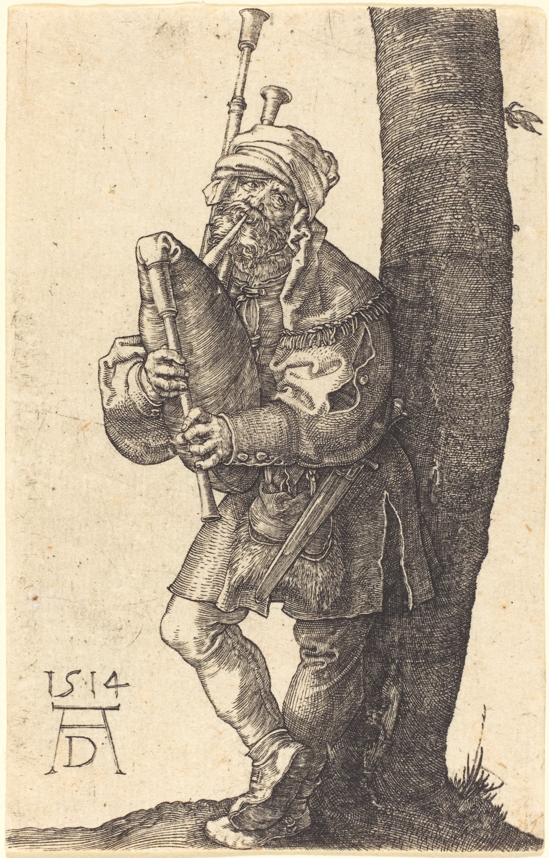 《风笛手》（The Bagpiper）｜阿尔布雷希特·丢勒 Albrecht Dürer｜1514
