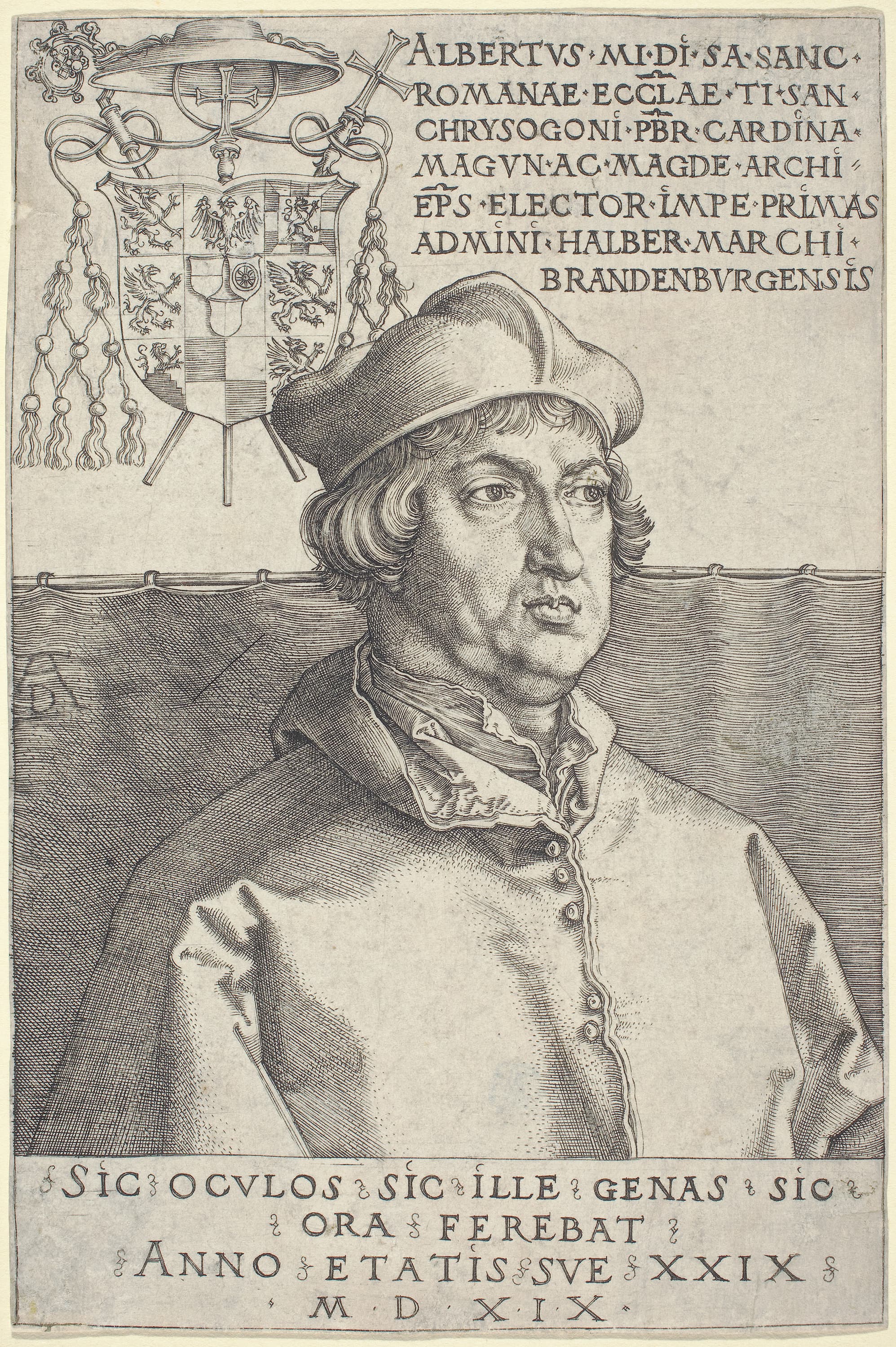 《勃兰登堡的阿尔布雷希特枢机肖像（小版）》（Cardinal Albrecht of Brandenburg (The Small Cardinal)）｜阿尔布雷希特·丢勒 Albrecht Dürer｜1519