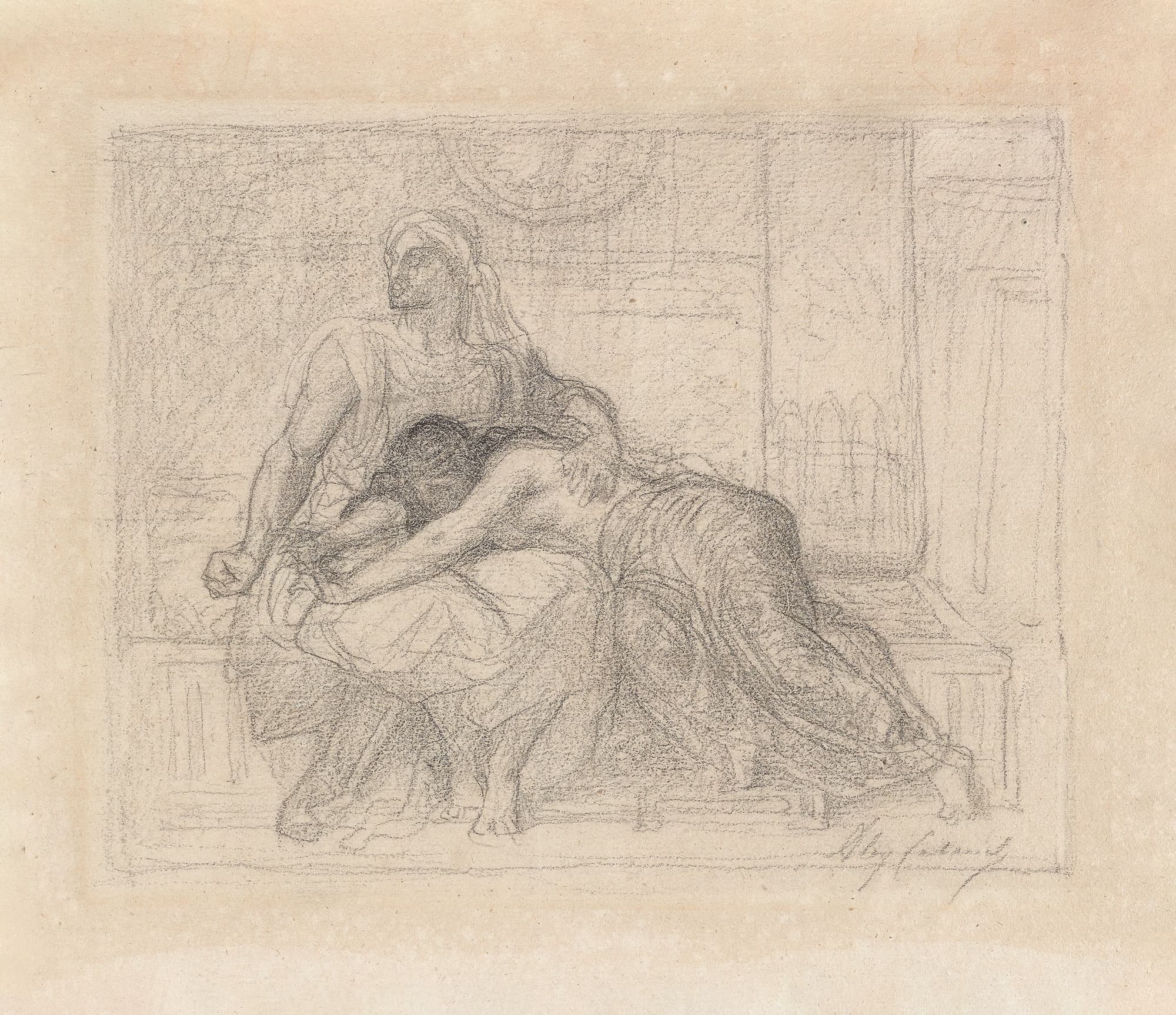 《他玛和押沙龙研究》（Study for Tamar and Absalom）｜亚历山大·卡巴内尔 Alexandre Cabanel｜1875