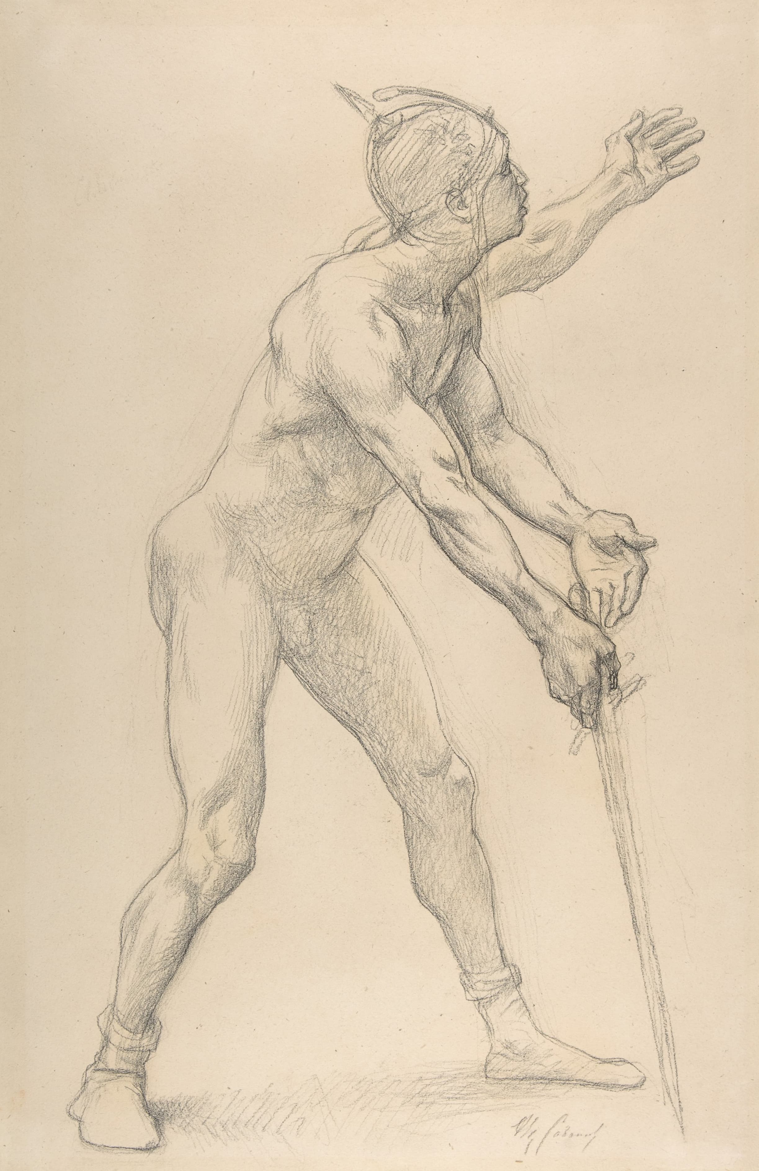 《持剑的裸体男性人物》（Nude Male Figure with a Sword）｜亚历山大·卡巴内尔 Alexandre Cabanel｜1878