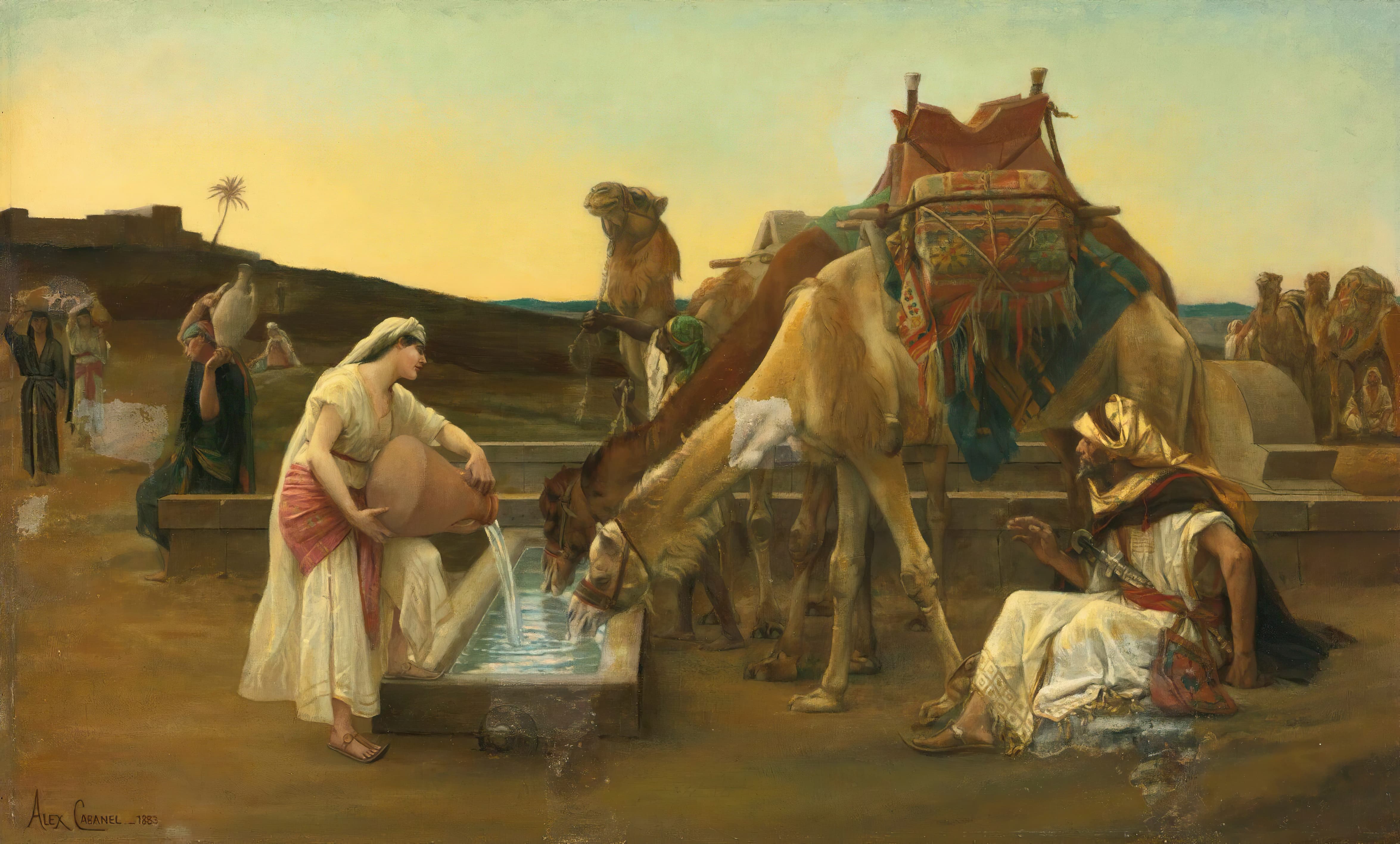 《丽贝卡和埃利泽》（Rebecca and Eliezer）｜亚历山大·卡巴内尔 Alexandre Cabanel｜1883