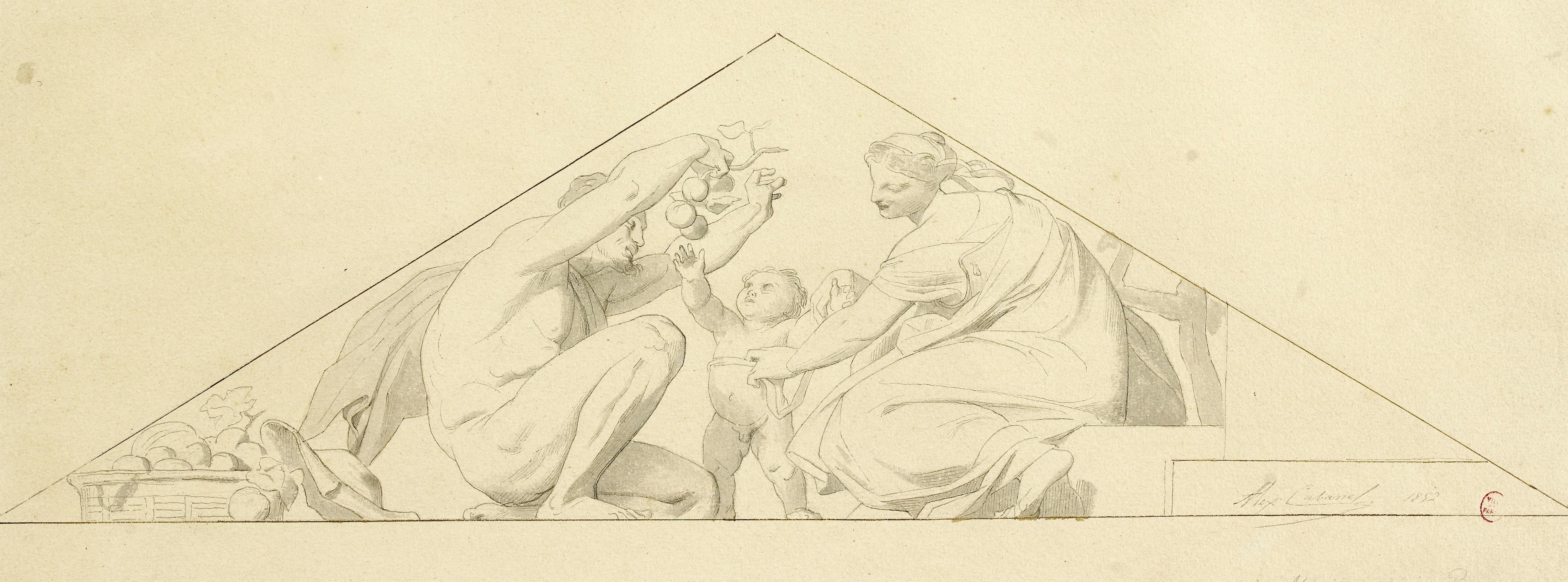 《山墙饰》（Pediment decoration）｜亚历山大·卡巴内尔 Alexandre Cabanel｜19th 约entury