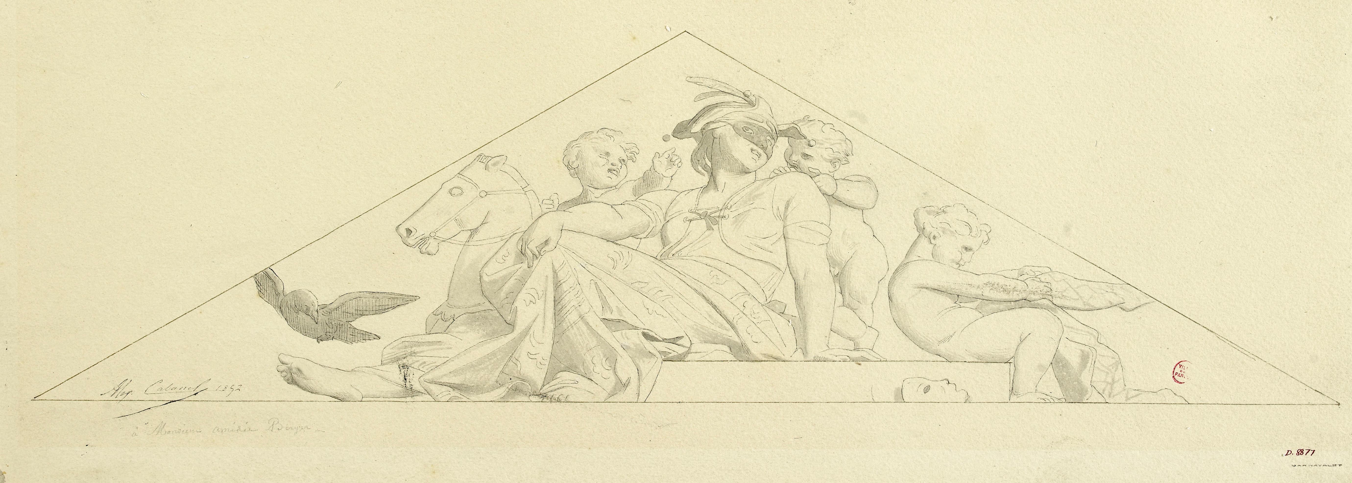 《山墙饰》（Pediment decoration）｜亚历山大·卡巴内尔 Alexandre Cabanel｜19th 约entury