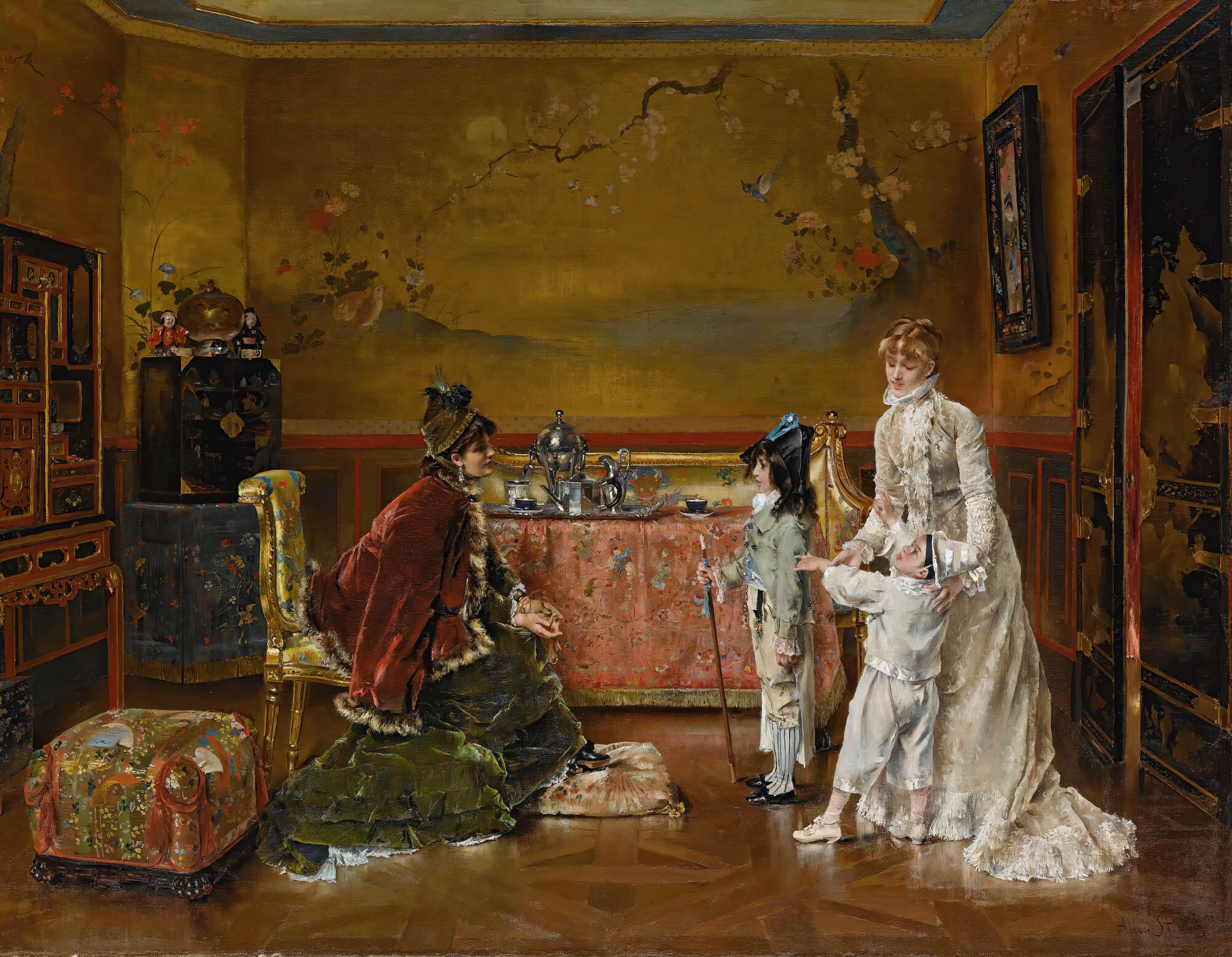 《准备好参加化装舞会》（Ready for the Fancy Dress Ball）｜阿尔弗雷德·史蒂文斯 Alfred Stevens｜1879