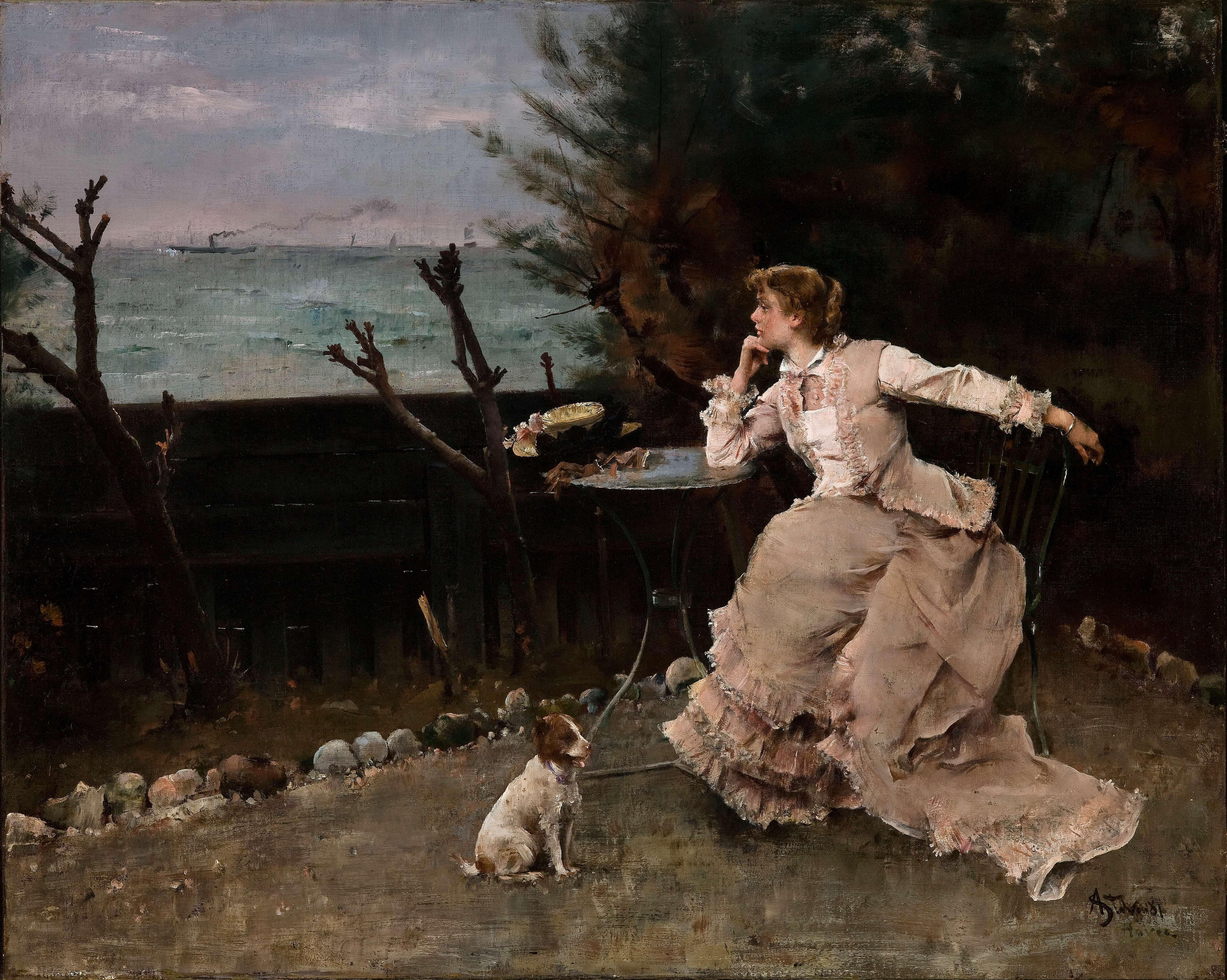 《陷入沉思》（In Deep Thought）｜阿尔弗雷德·史蒂文斯 Alfred Stevens｜1881