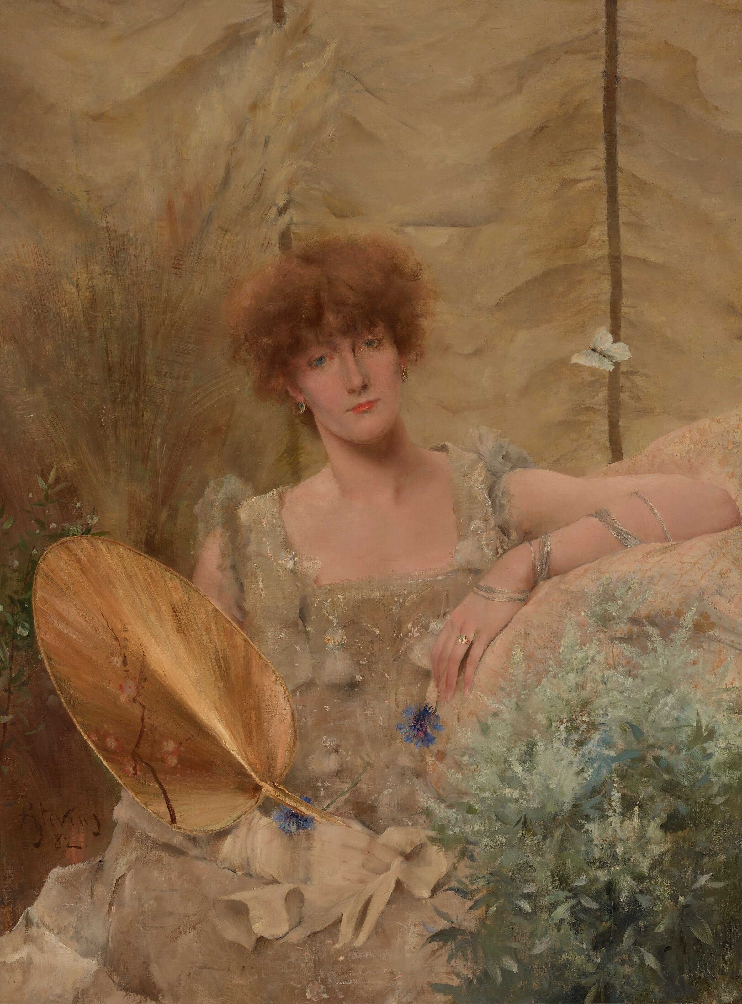 《莎拉·伯恩哈特的软呢帽肖像》（Fedora Portrait of Sarah Bernhardt）｜阿尔弗雷德·史蒂文斯 Alfred Stevens｜1882