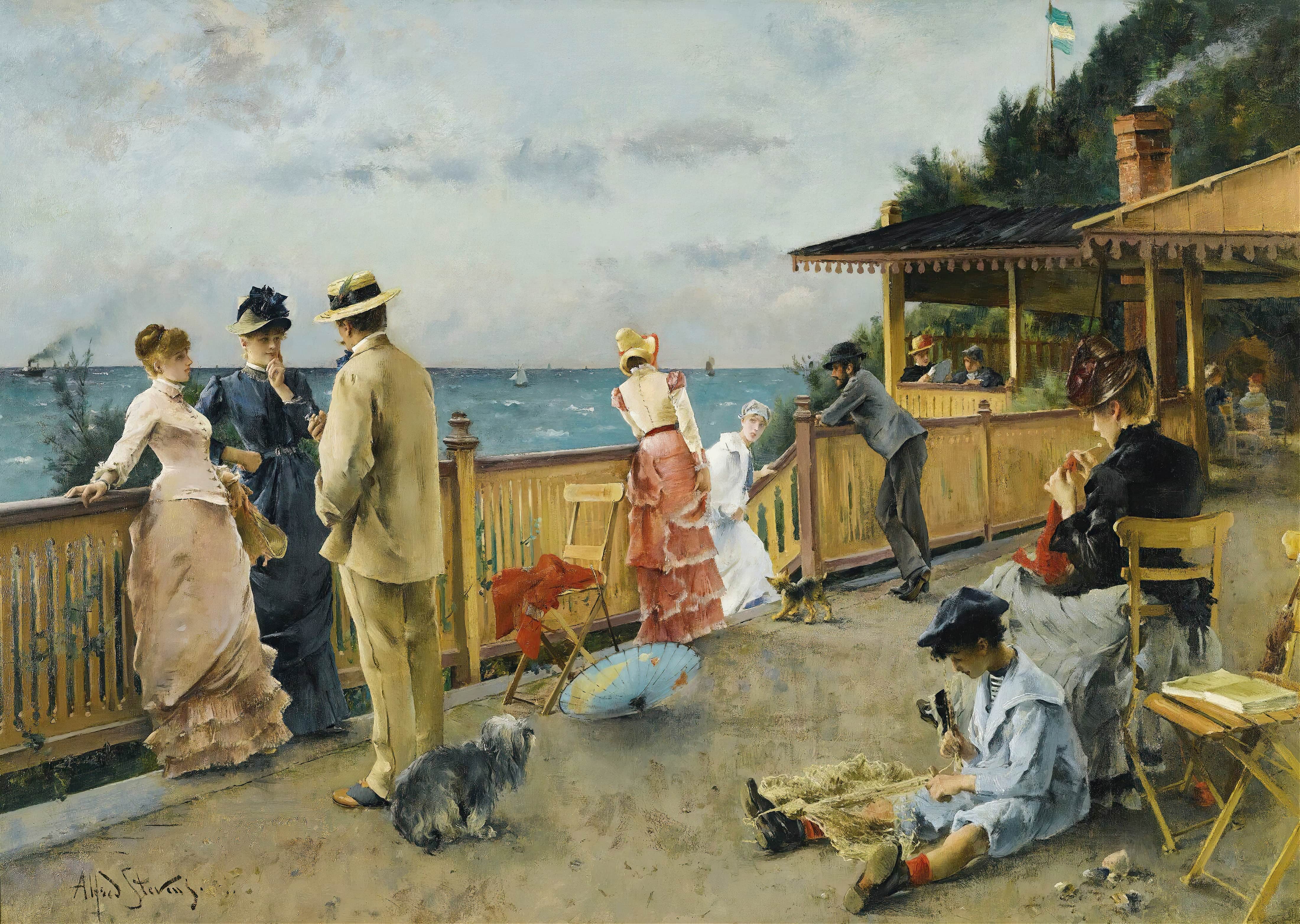《悬崖别墅有一个神圣的地址》（The Villa Des Cliffs Has a Holy Address）｜阿尔弗雷德·史蒂文斯 Alfred Stevens｜1884
