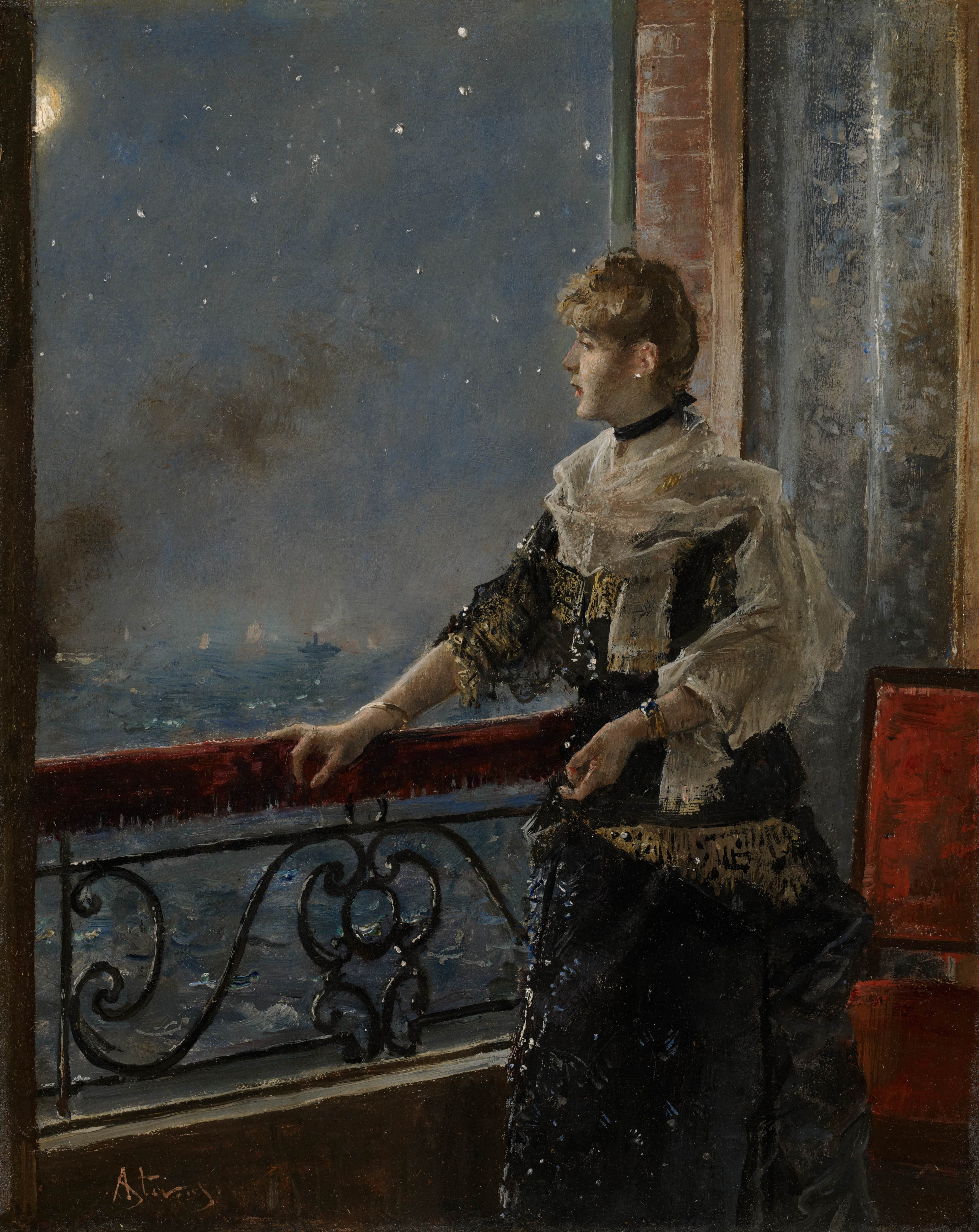 《月光》（Moonlight）｜阿尔弗雷德·史蒂文斯 Alfred Stevens｜约1885