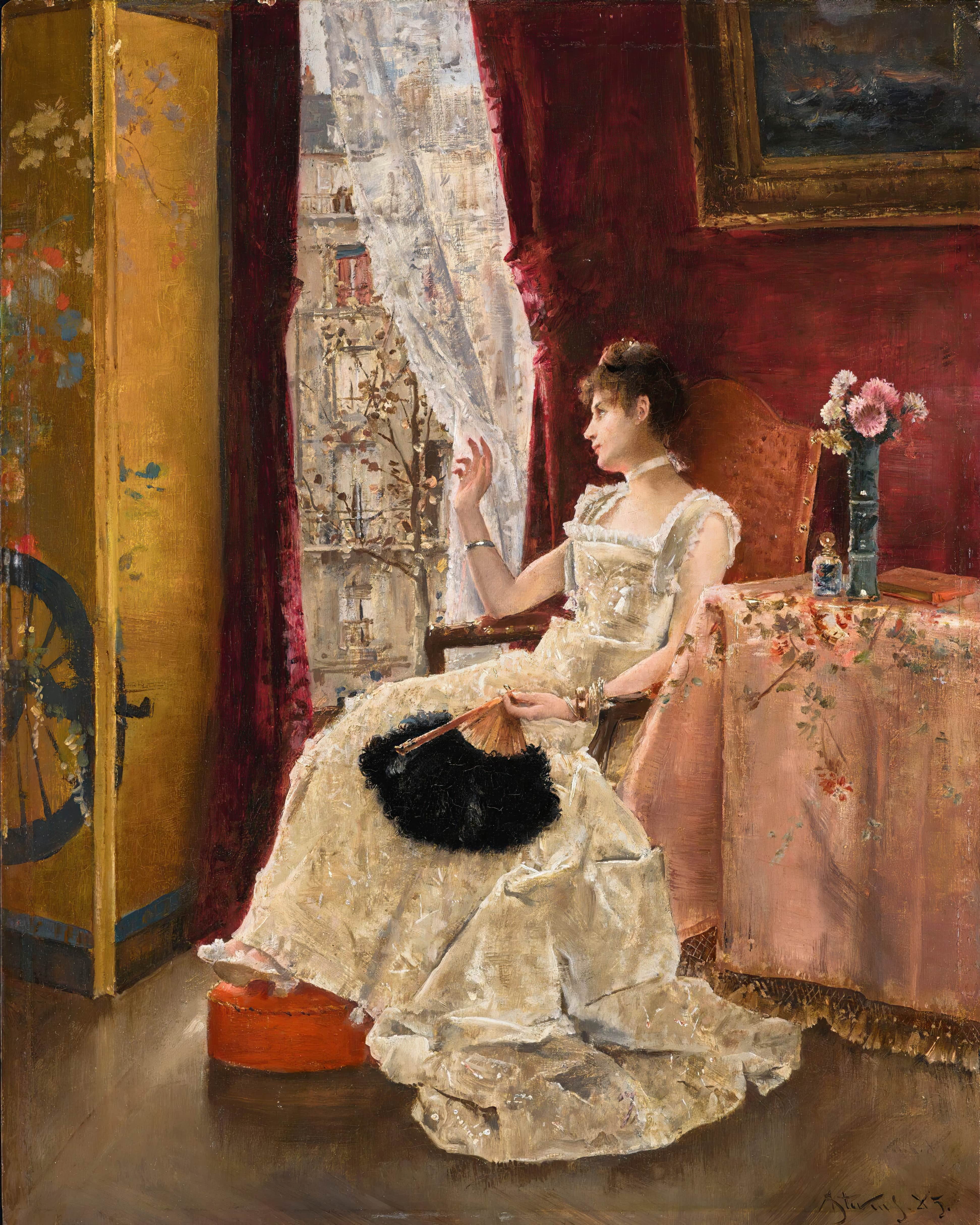 《遐想》（Reverie）｜阿尔弗雷德·史蒂文斯 Alfred Stevens｜1885