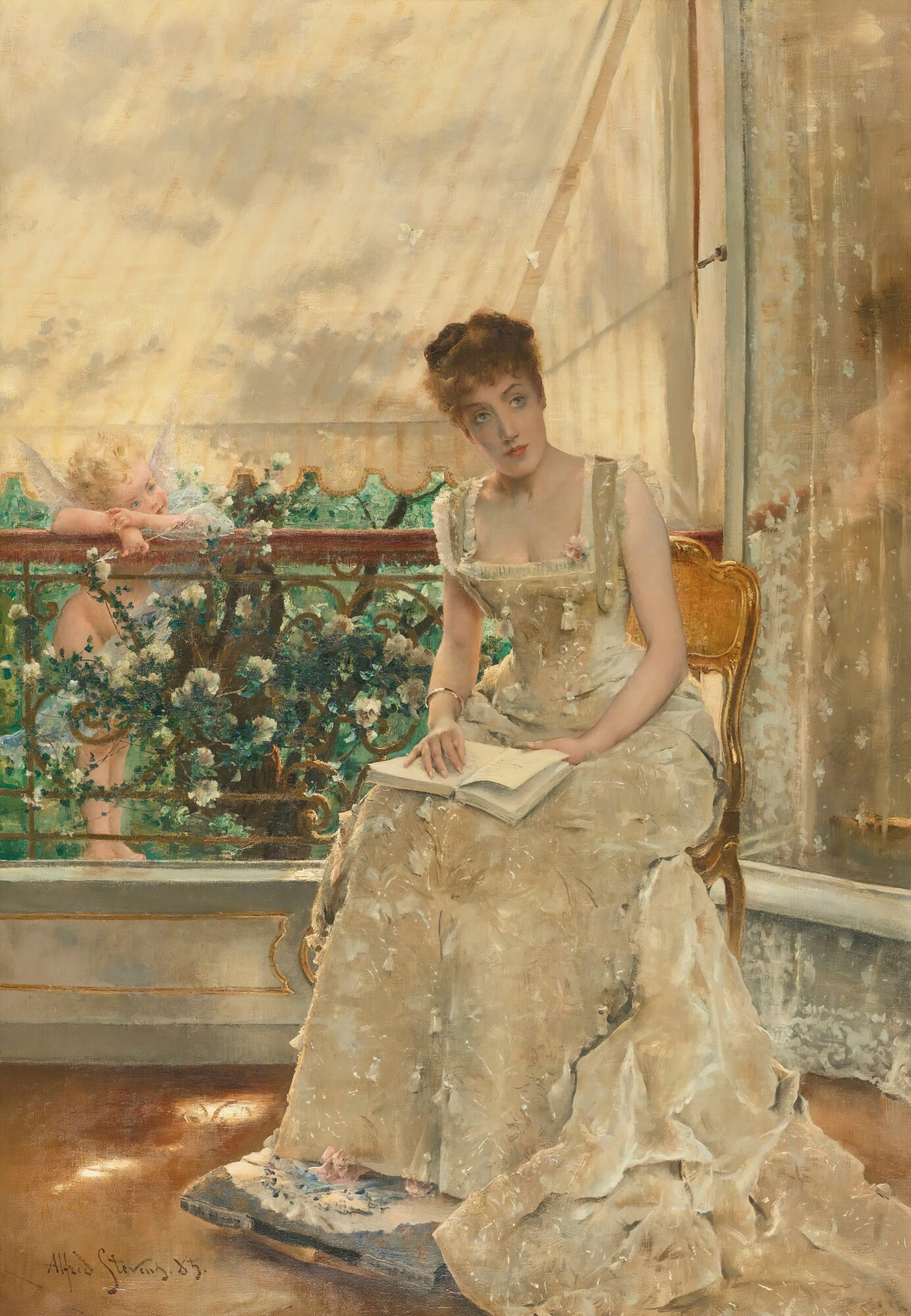《女人并爱即将到来的爱情》（Woman and Love the Love That Comes）｜阿尔弗雷德·史蒂文斯 Alfred Stevens｜1885