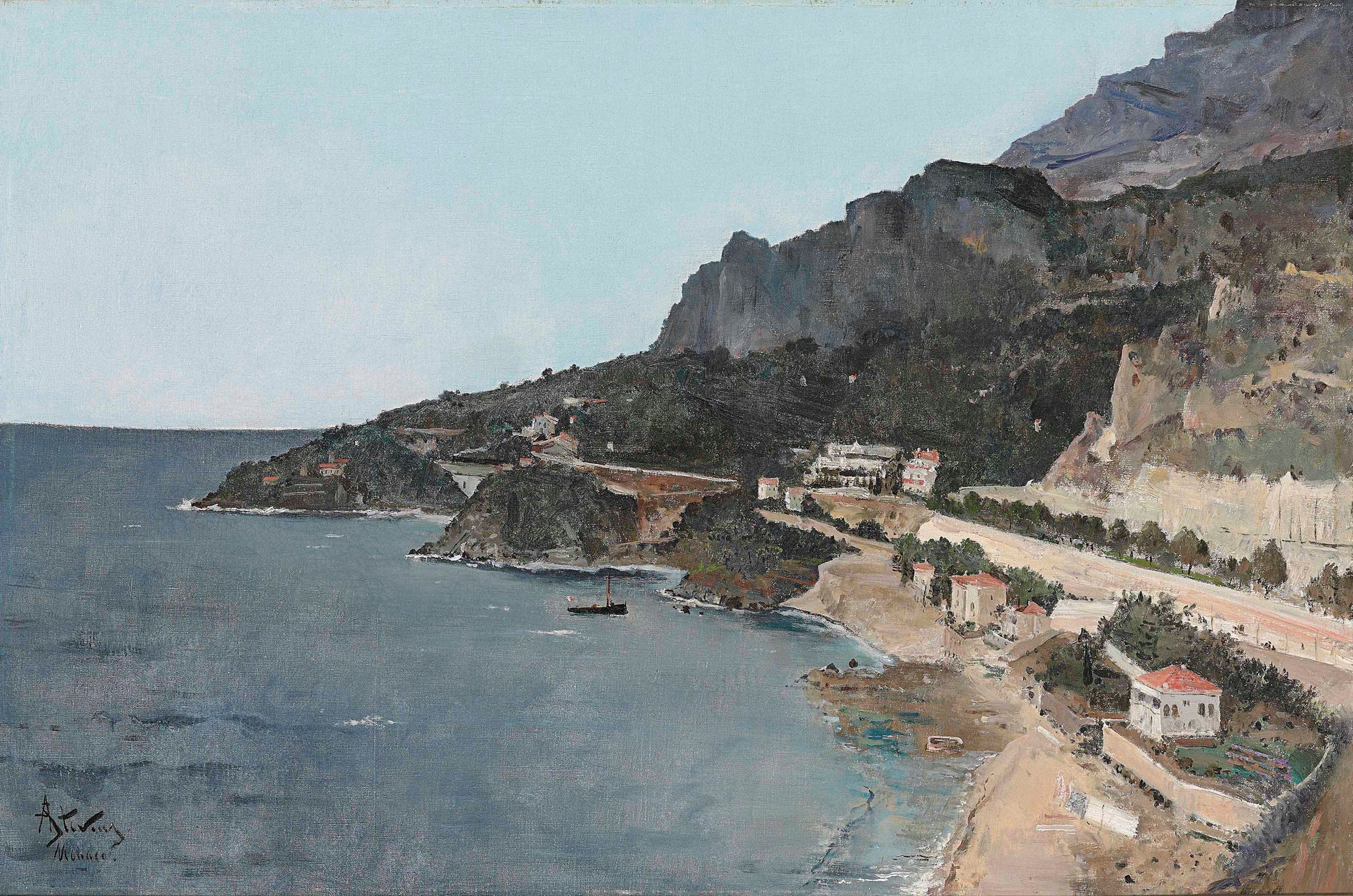 《从摩纳哥王子宫殿拍摄的代尔角景观》（Cape Dail View Taken from the Palace of the Prince of Monaco）｜阿尔弗雷德·史蒂文斯 Alfred Stevens｜不明