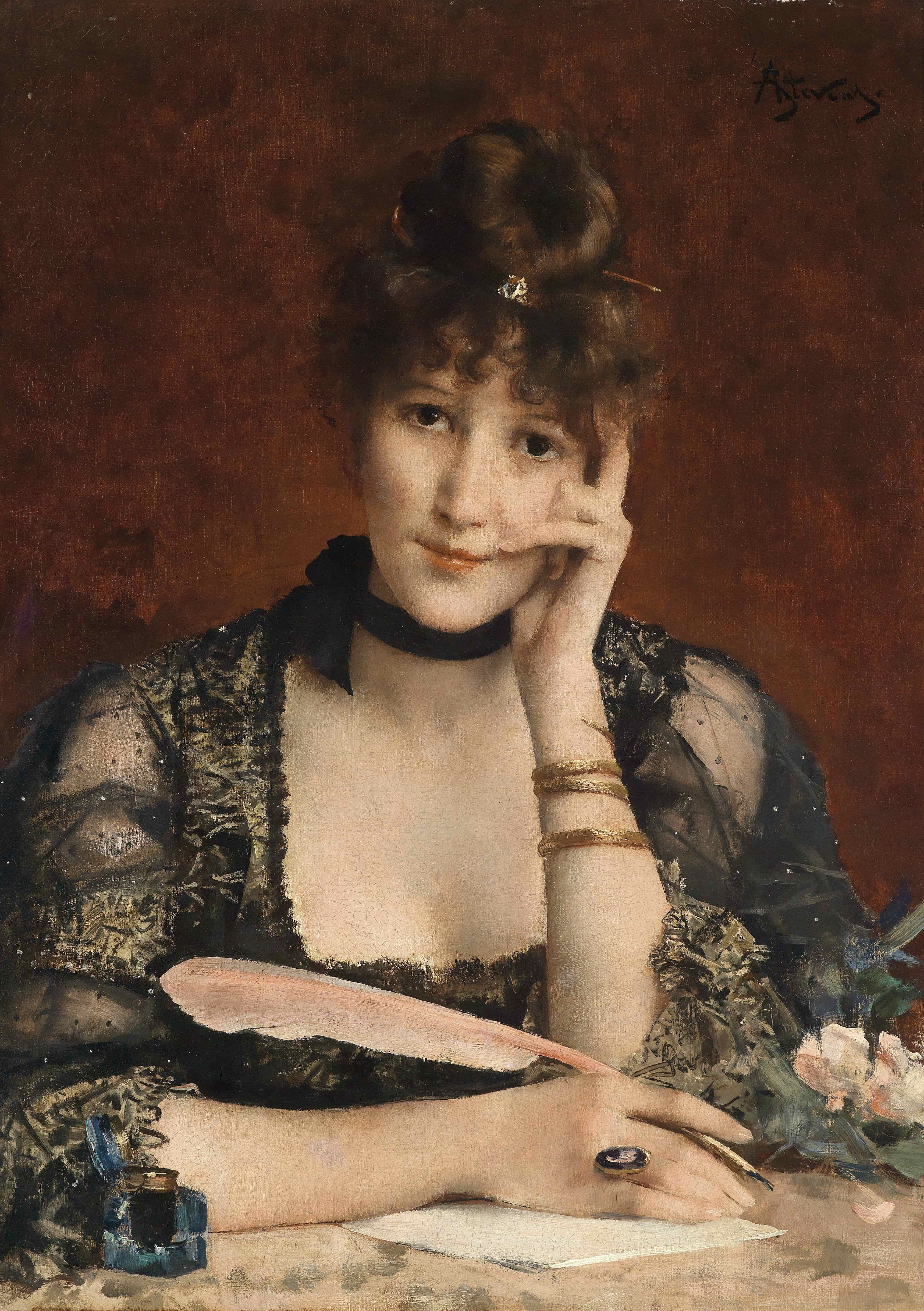 《这封信》（The Letter）｜阿尔弗雷德·史蒂文斯 Alfred Stevens｜不明