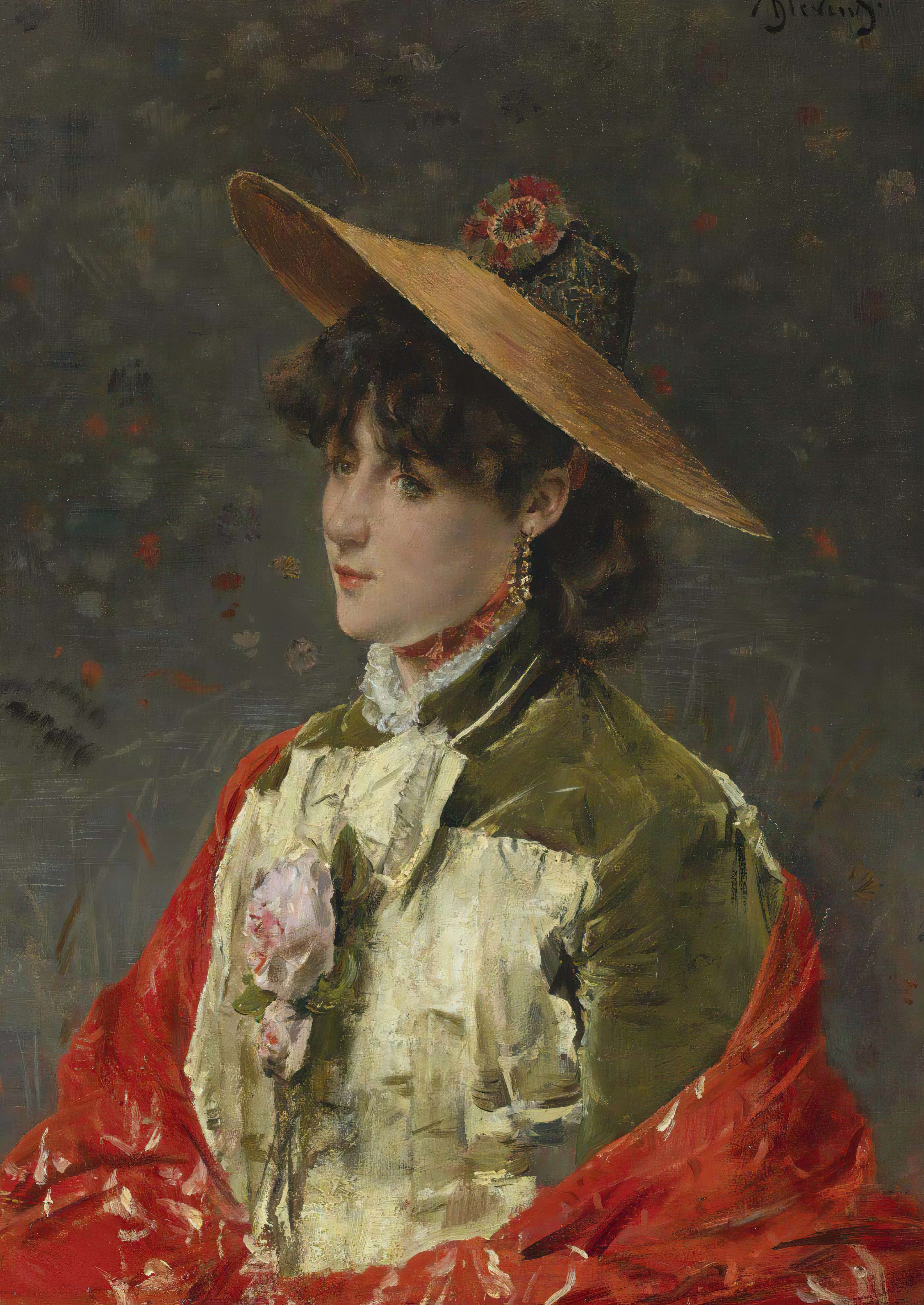 《戴草帽的女人》（Woman in Straw Hat）｜阿尔弗雷德·史蒂文斯 Alfred Stevens｜不明