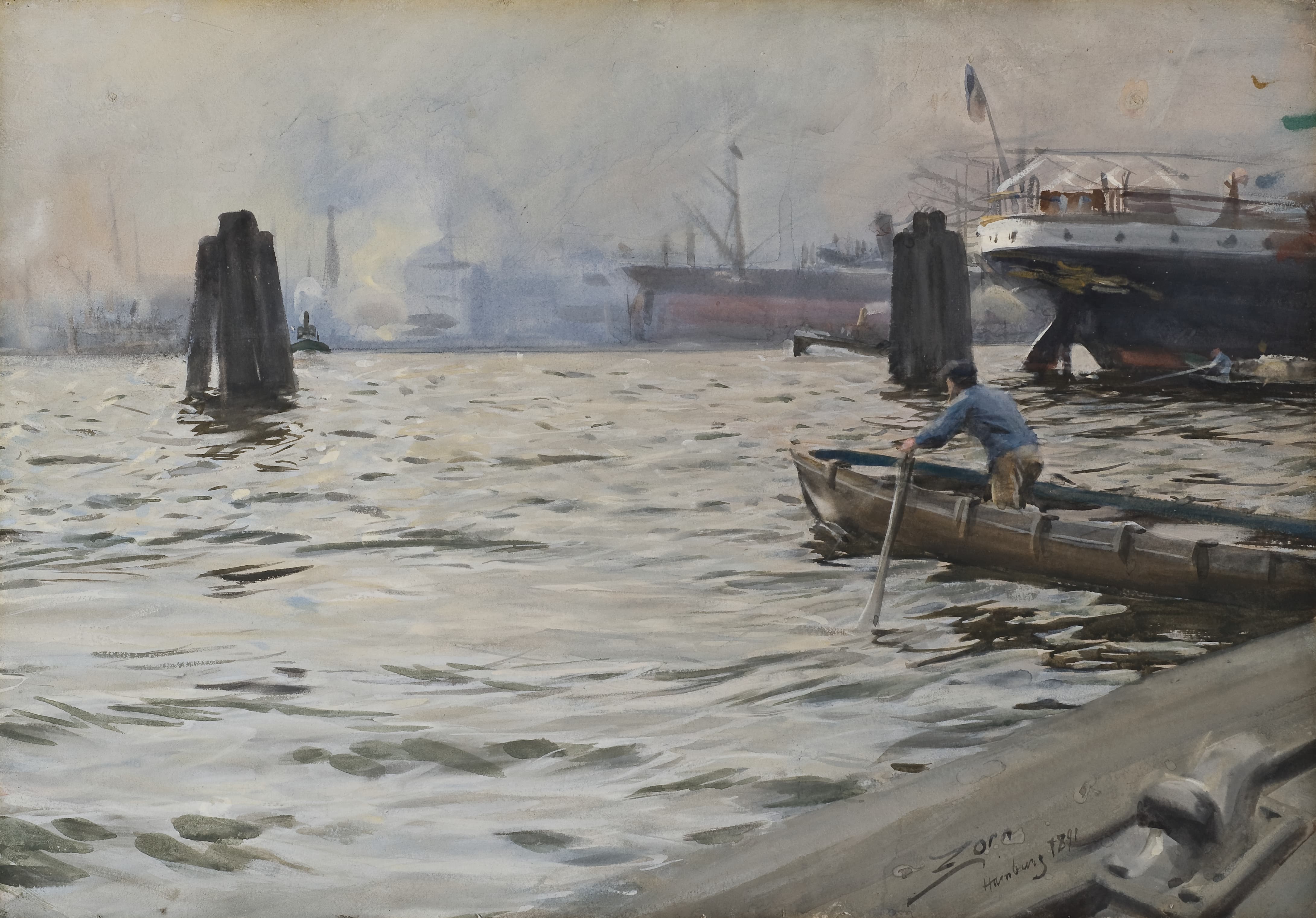 《汉堡港》（the port of hamburg）｜安德斯·佐恩 Anders Zorn｜1891