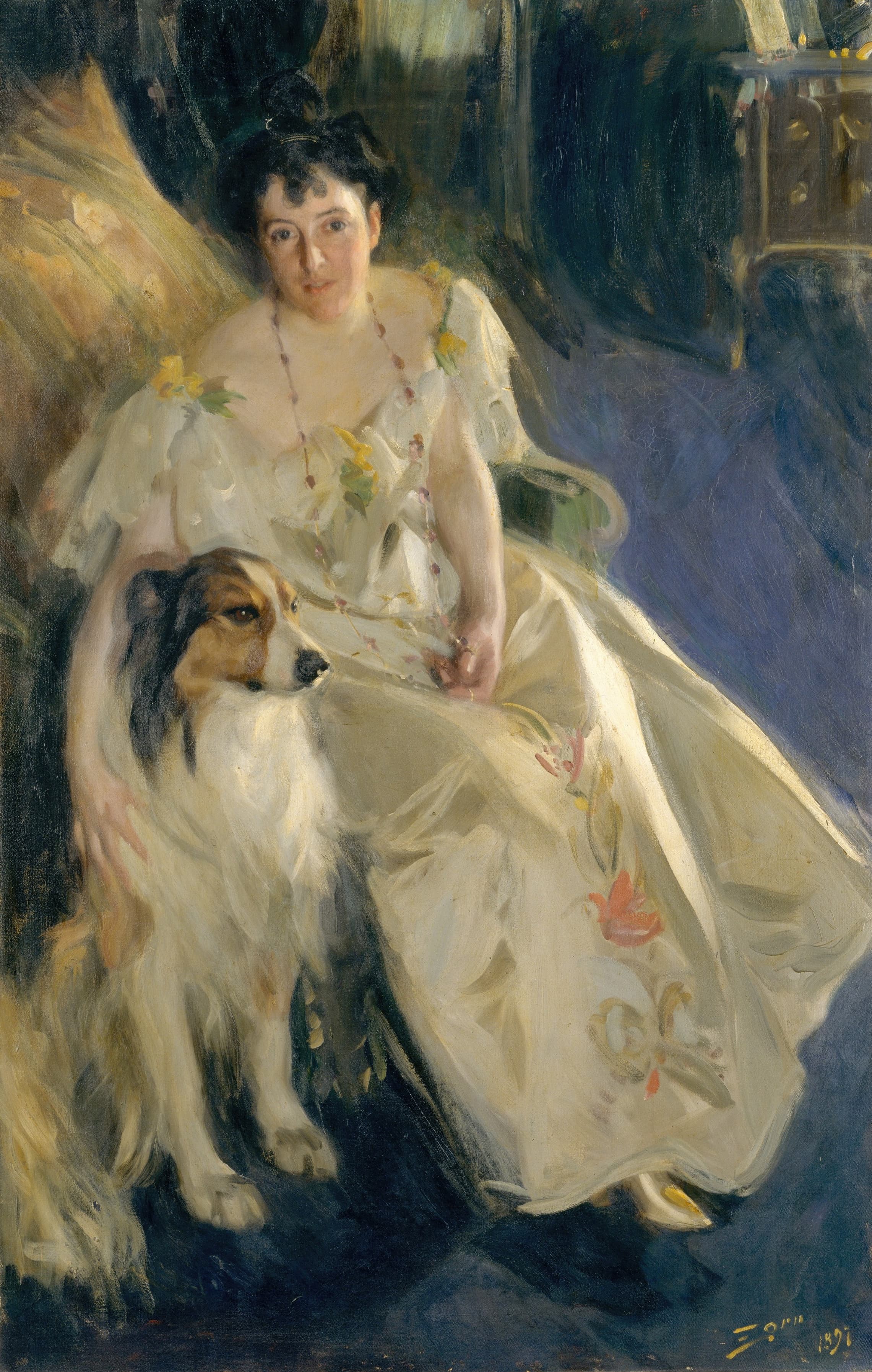 《沃尔特·拉斯伯恩·培根夫人弗吉尼亚·珀迪·巴克 18621919》（mrs walter rathbone bacon virginia purdy barker 18621919）｜安德斯·佐恩 Anders Zorn｜1897