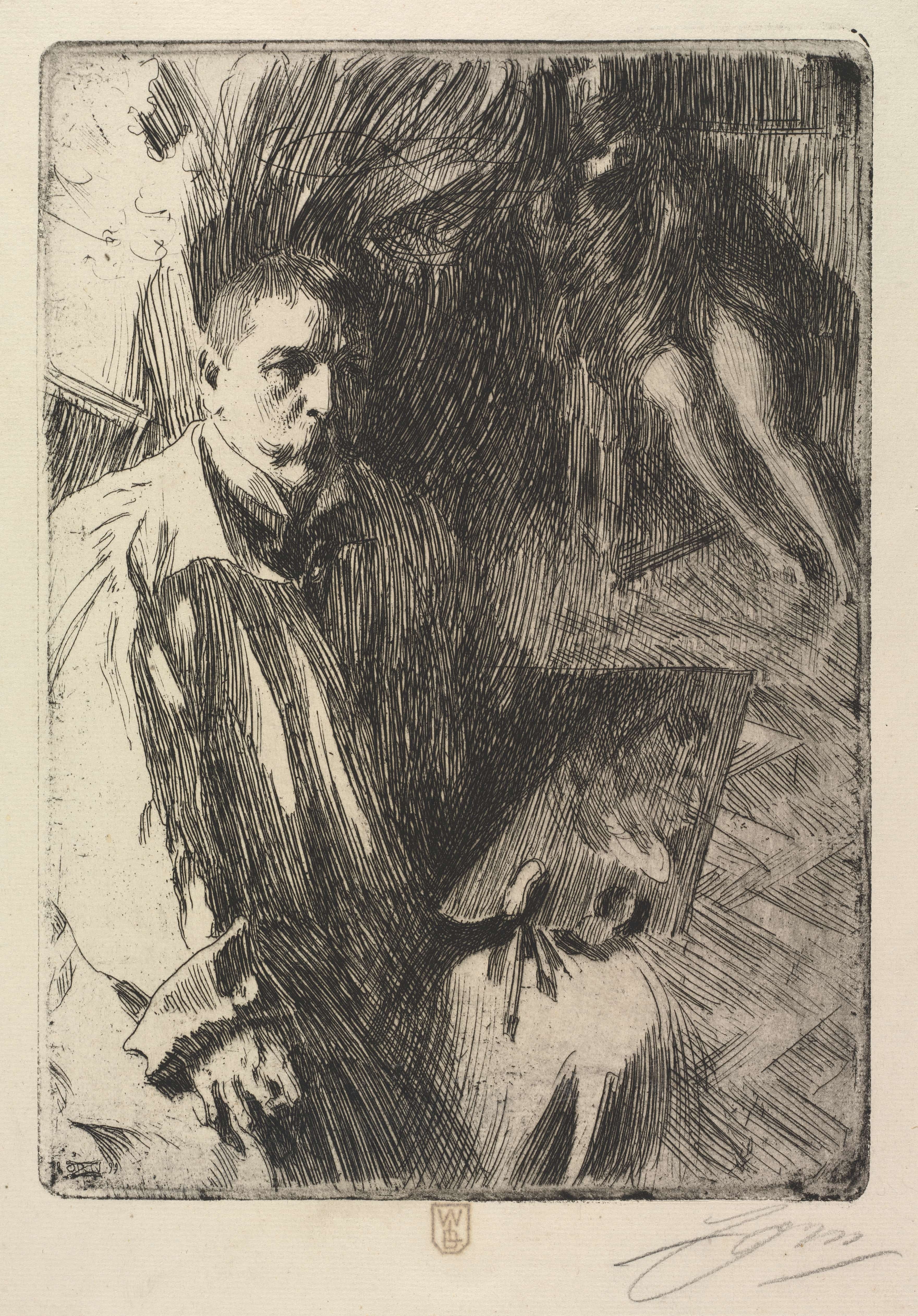《艺术家和他的模特的肖像》（portrait of the artist and his model）｜安德斯·佐恩 Anders Zorn｜1899