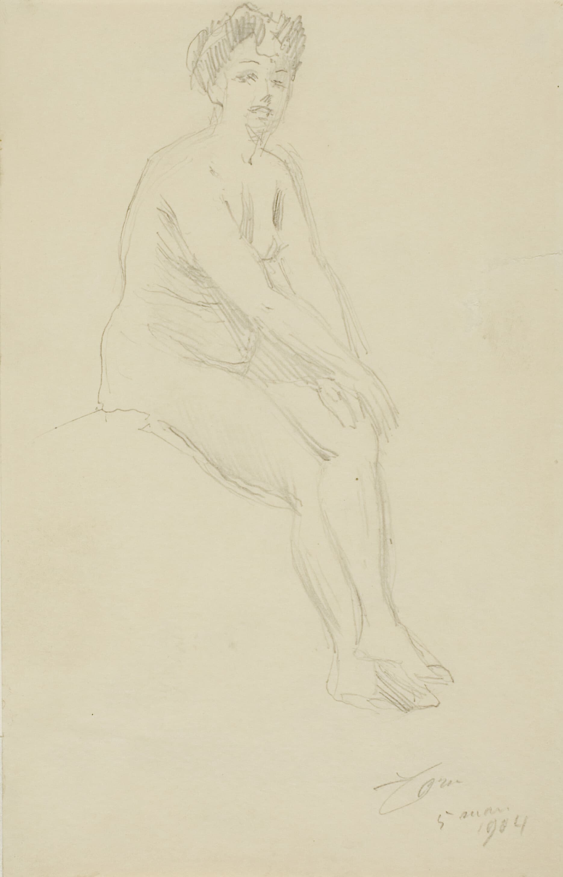 《坐着的女性裸体》（seated female nude）｜安德斯·佐恩 Anders Zorn｜1904