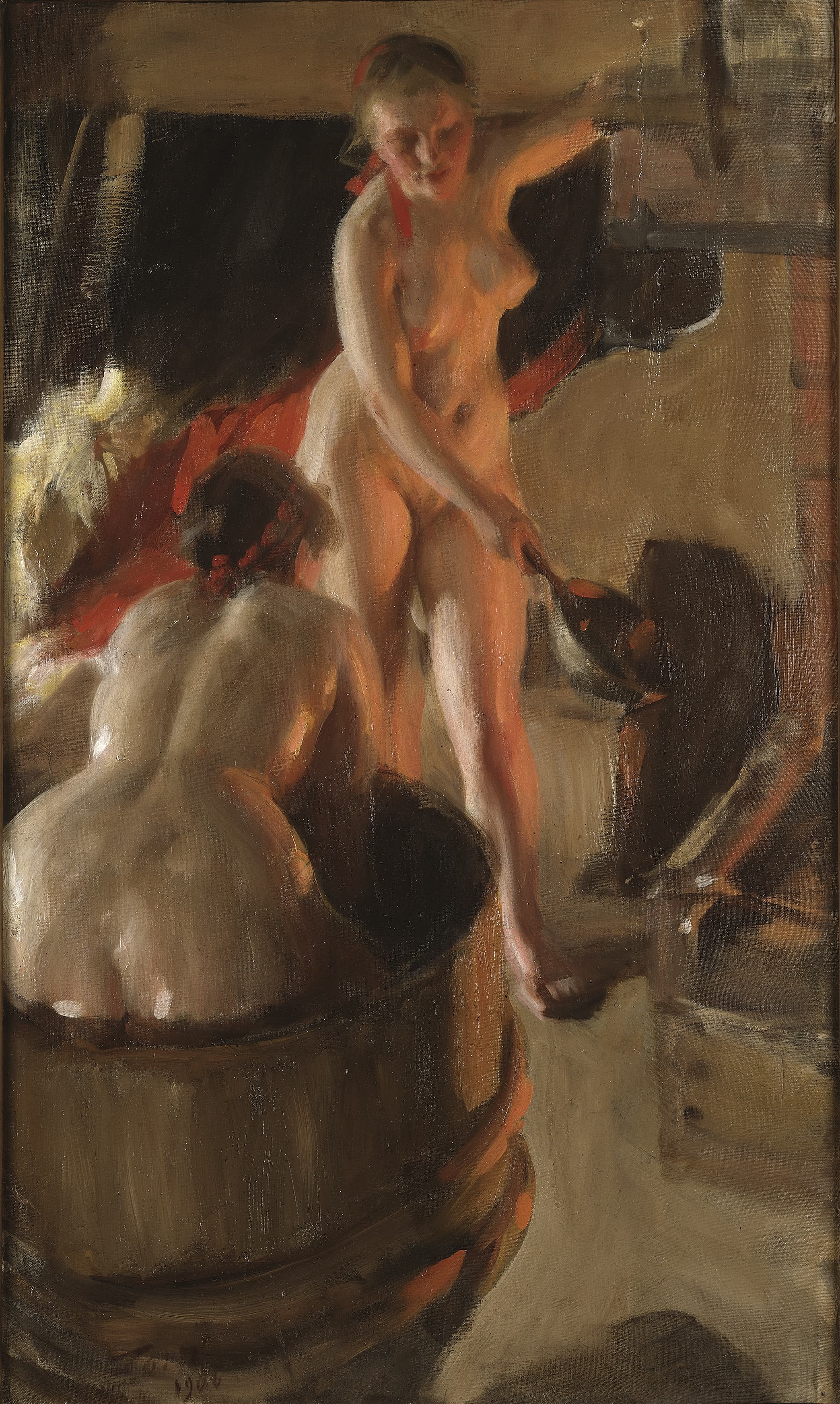 《来自达拉纳的女孩洗澡》（girls from dalarna having a bath）｜安德斯·佐恩 Anders Zorn｜1906