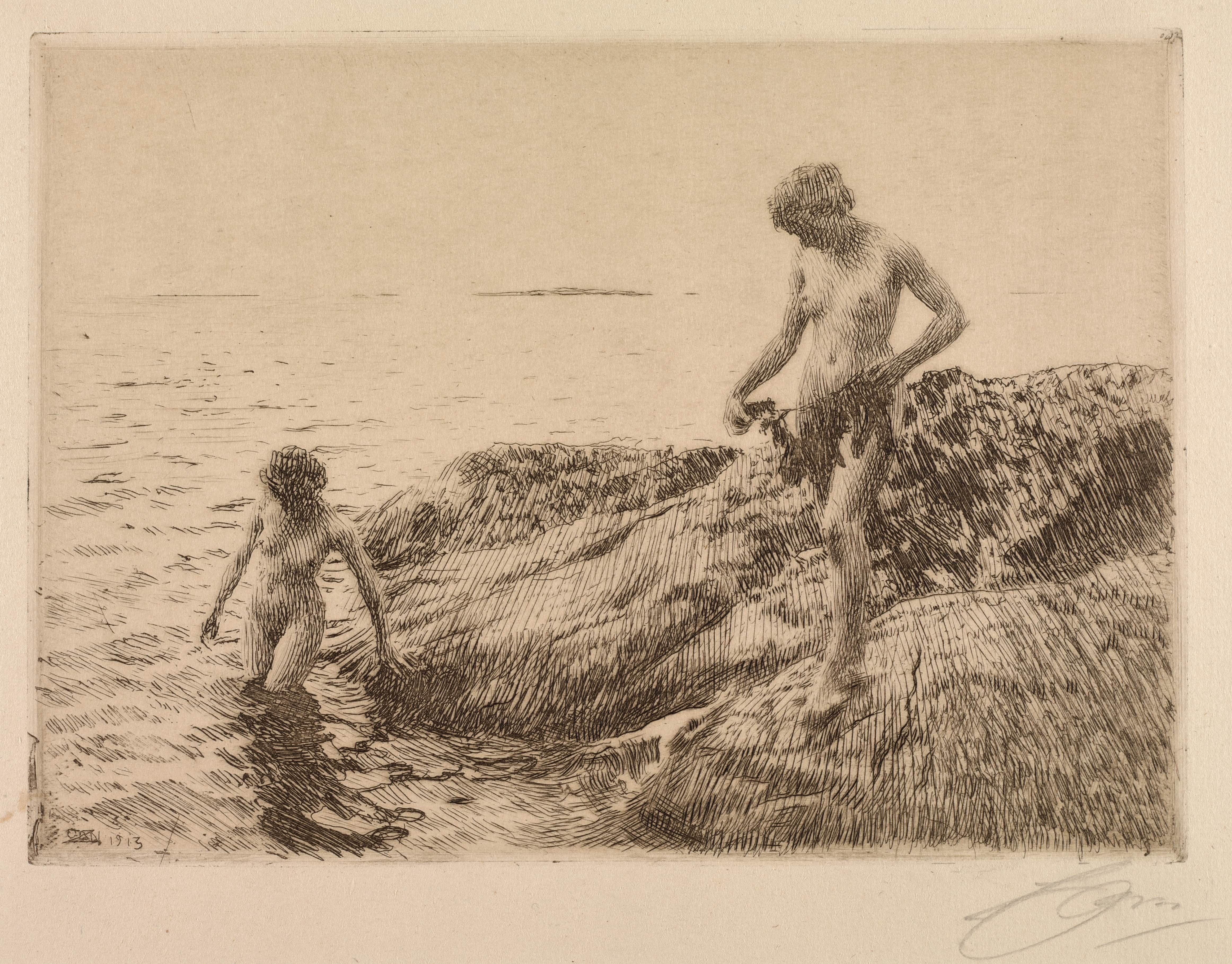 《临海礁石》（seaward skerries）｜安德斯·佐恩 Anders Zorn｜1913
