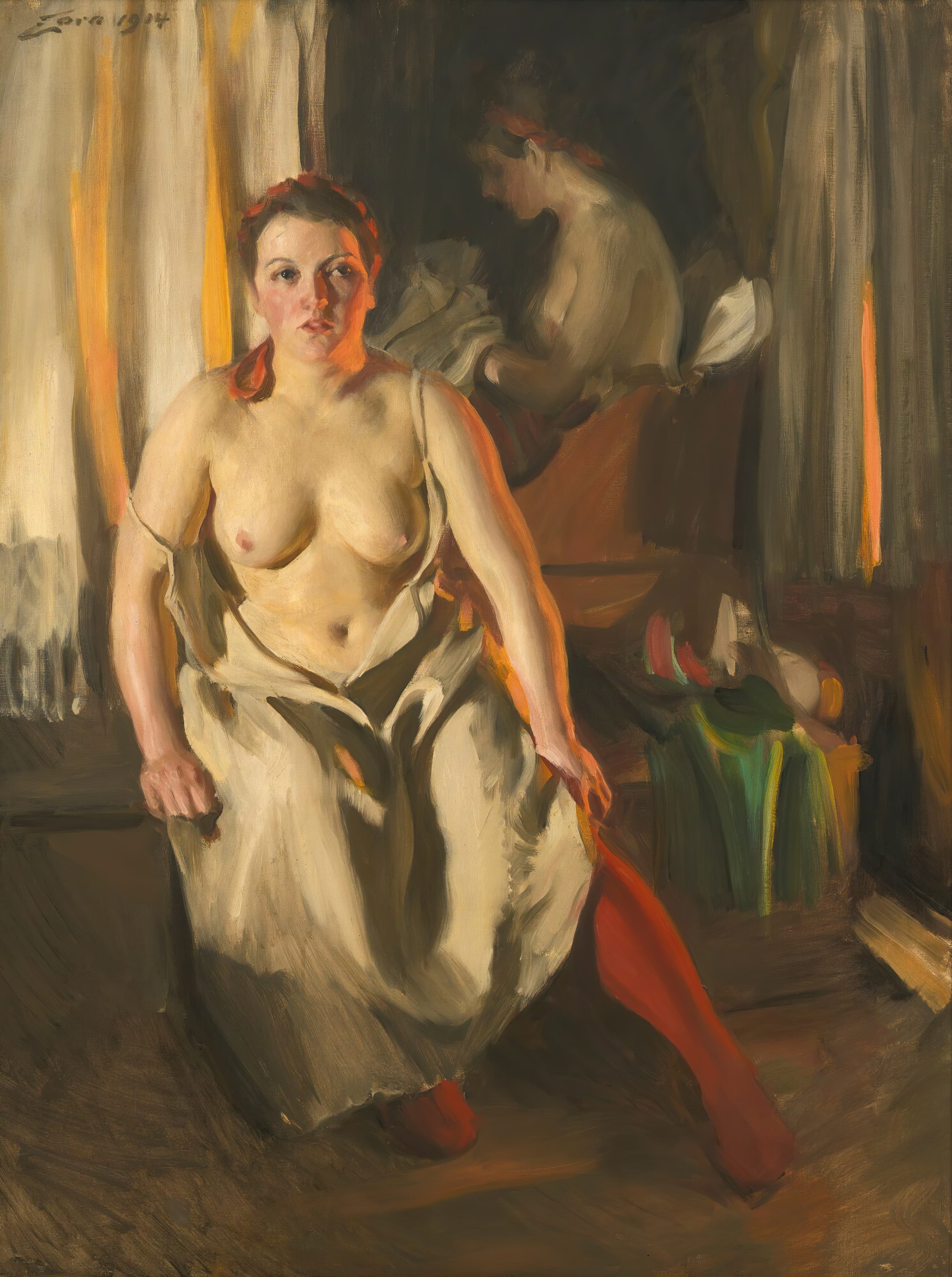 《红丝袜》（red stockings）｜安德斯·佐恩 Anders Zorn｜1914