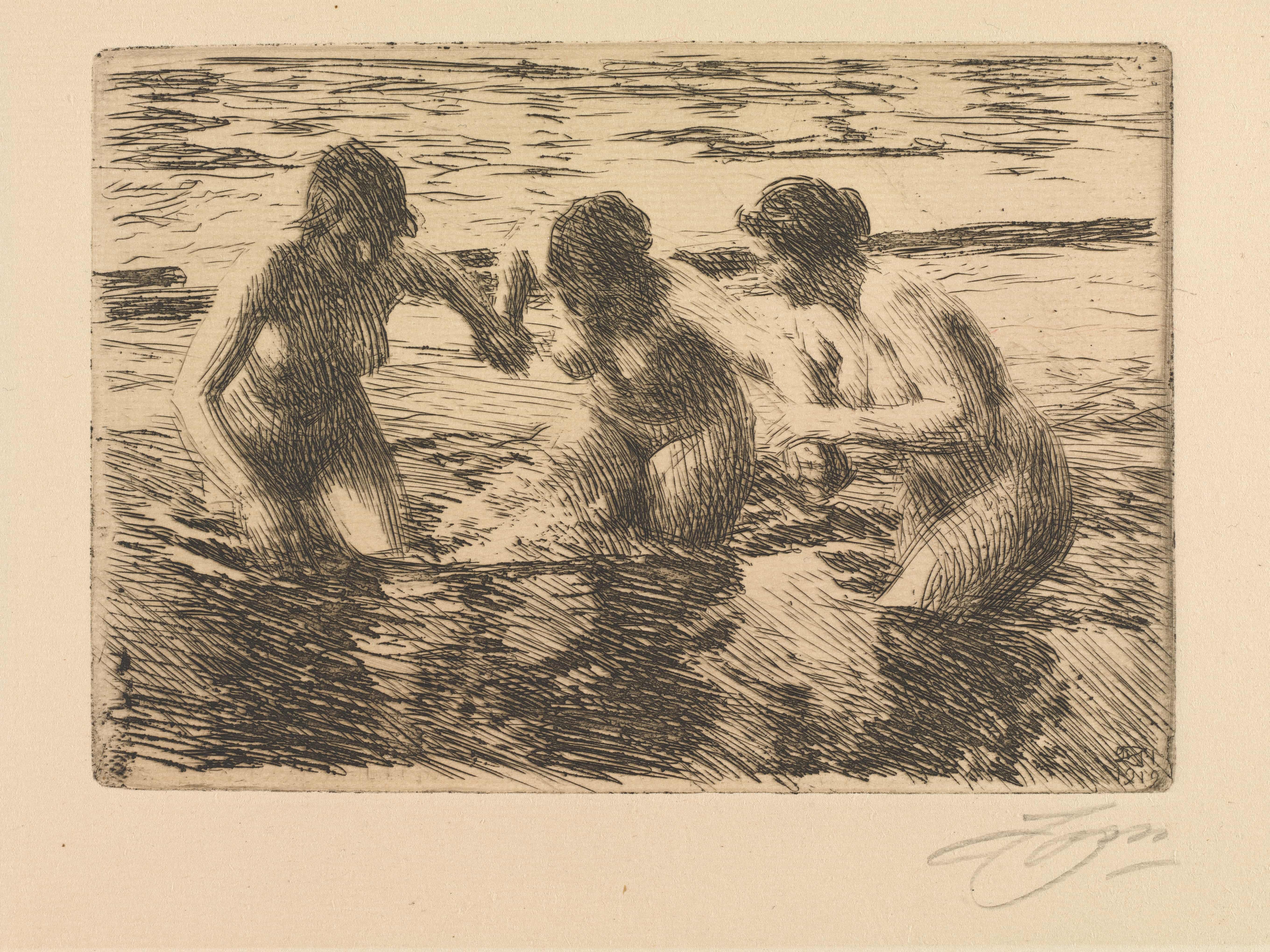 《逆水》（against the current）｜安德斯·佐恩 Anders Zorn｜1919