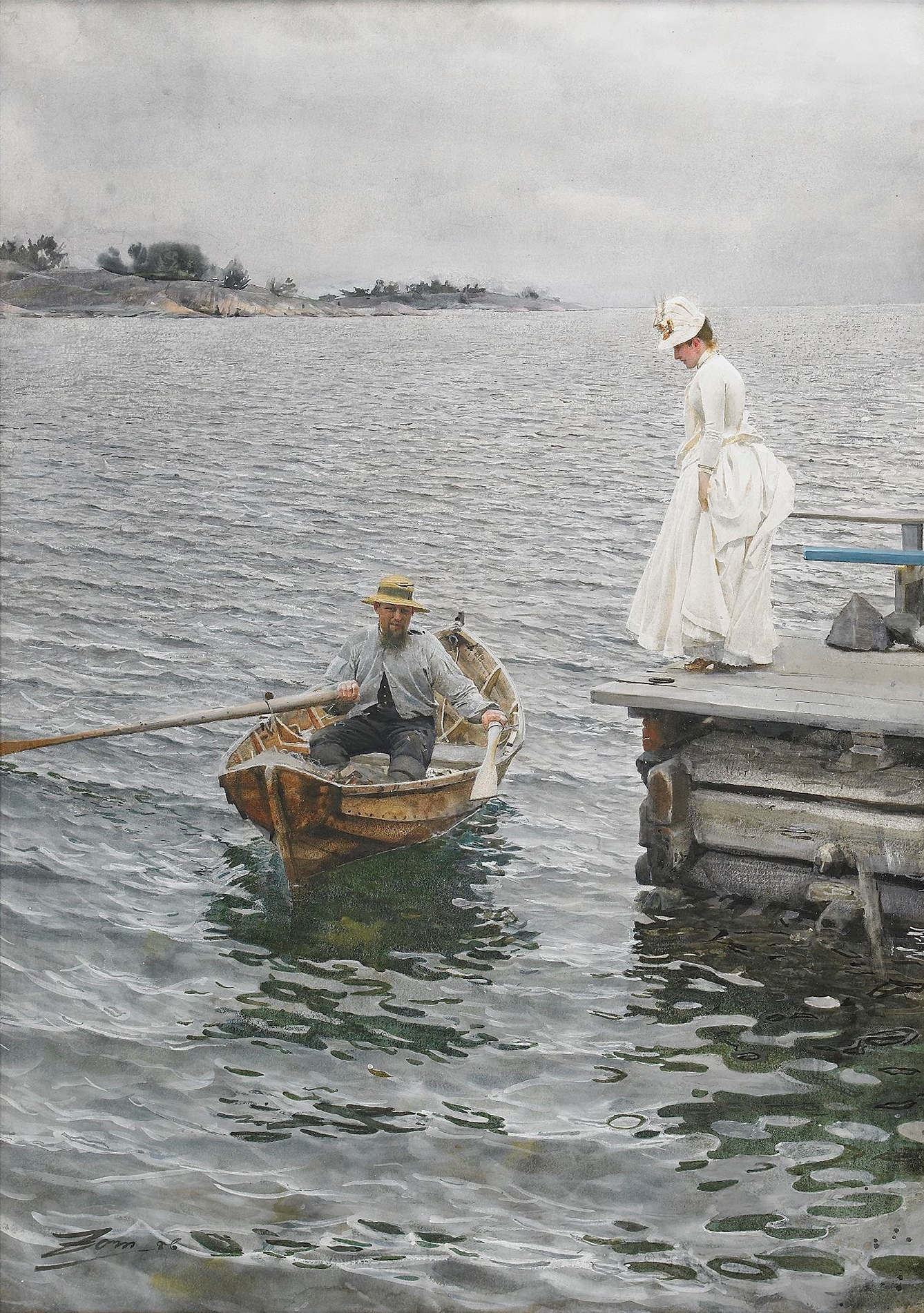 《夏日乐趣 (1886)，安德斯·佐恩水彩画》（Summer Fun (1886), watercolor by Anders Zorn）｜安德斯·佐恩 Anders Zorn｜不明