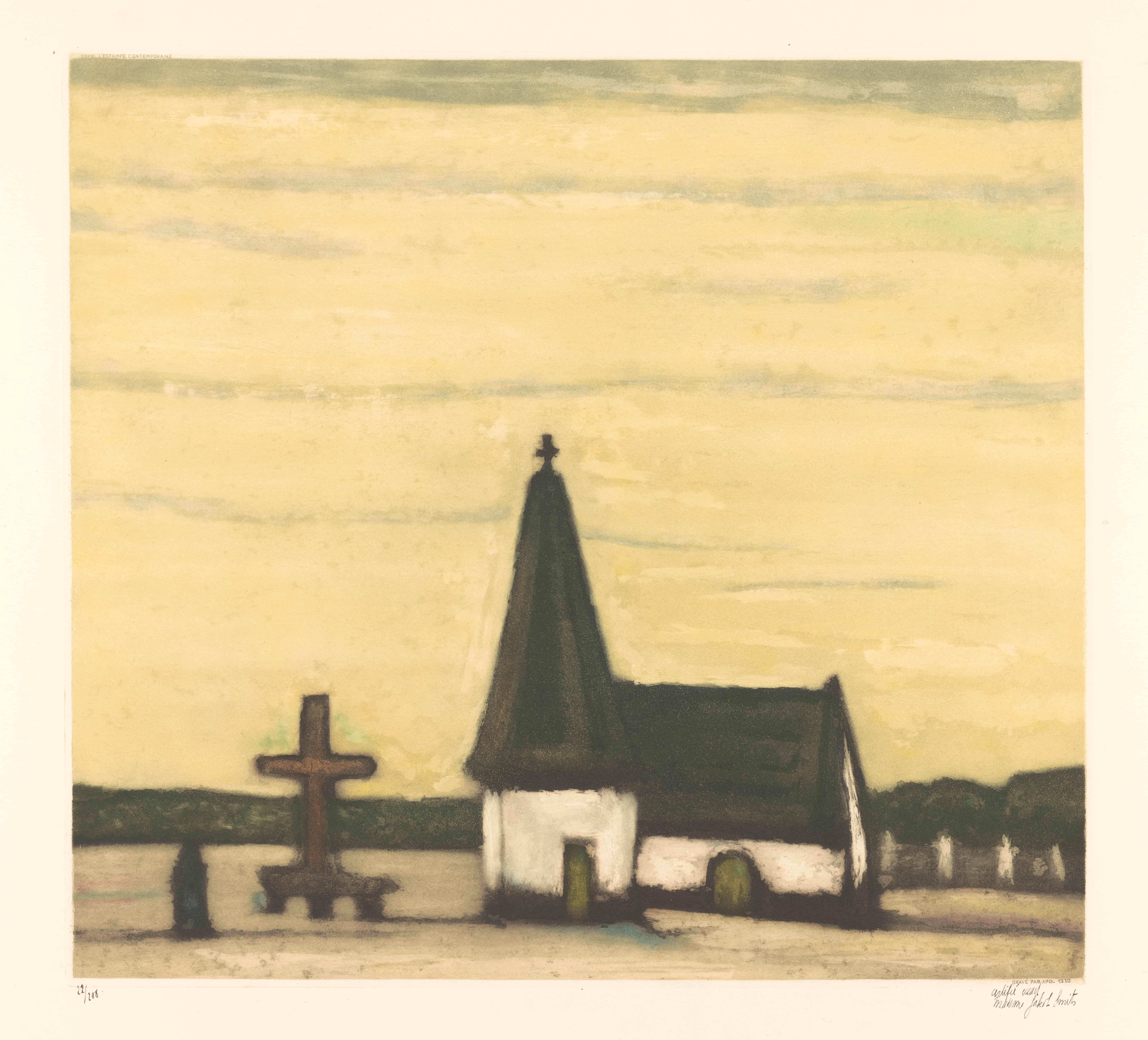 《肯彭的老教堂》（Old church in Kempen）｜阿尔曼德·阿波尔 Armand Apol｜20th 约entury