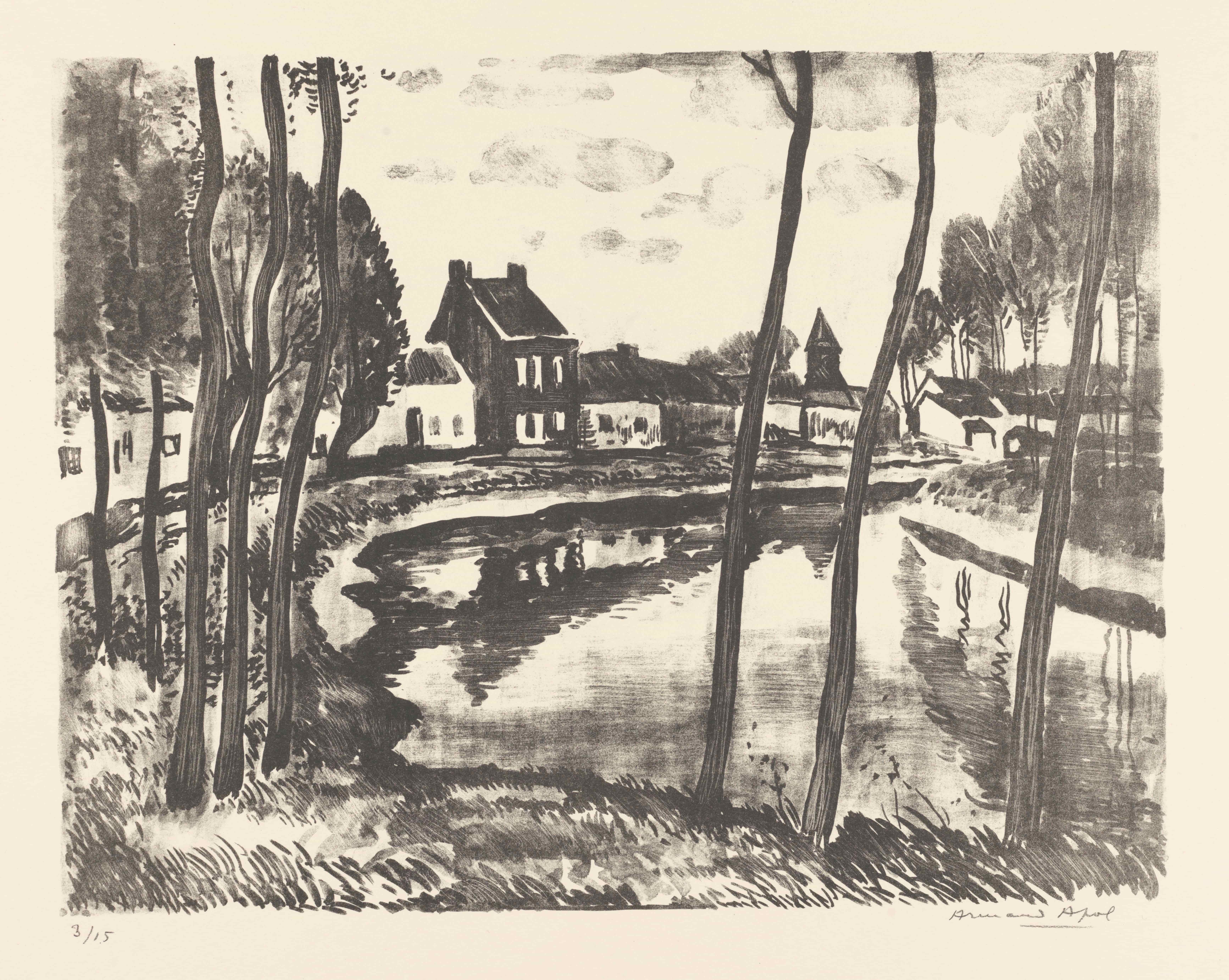《运河和村庄》（Canal and village）｜阿尔曼德·阿波尔 Armand Apol｜20th 约entury