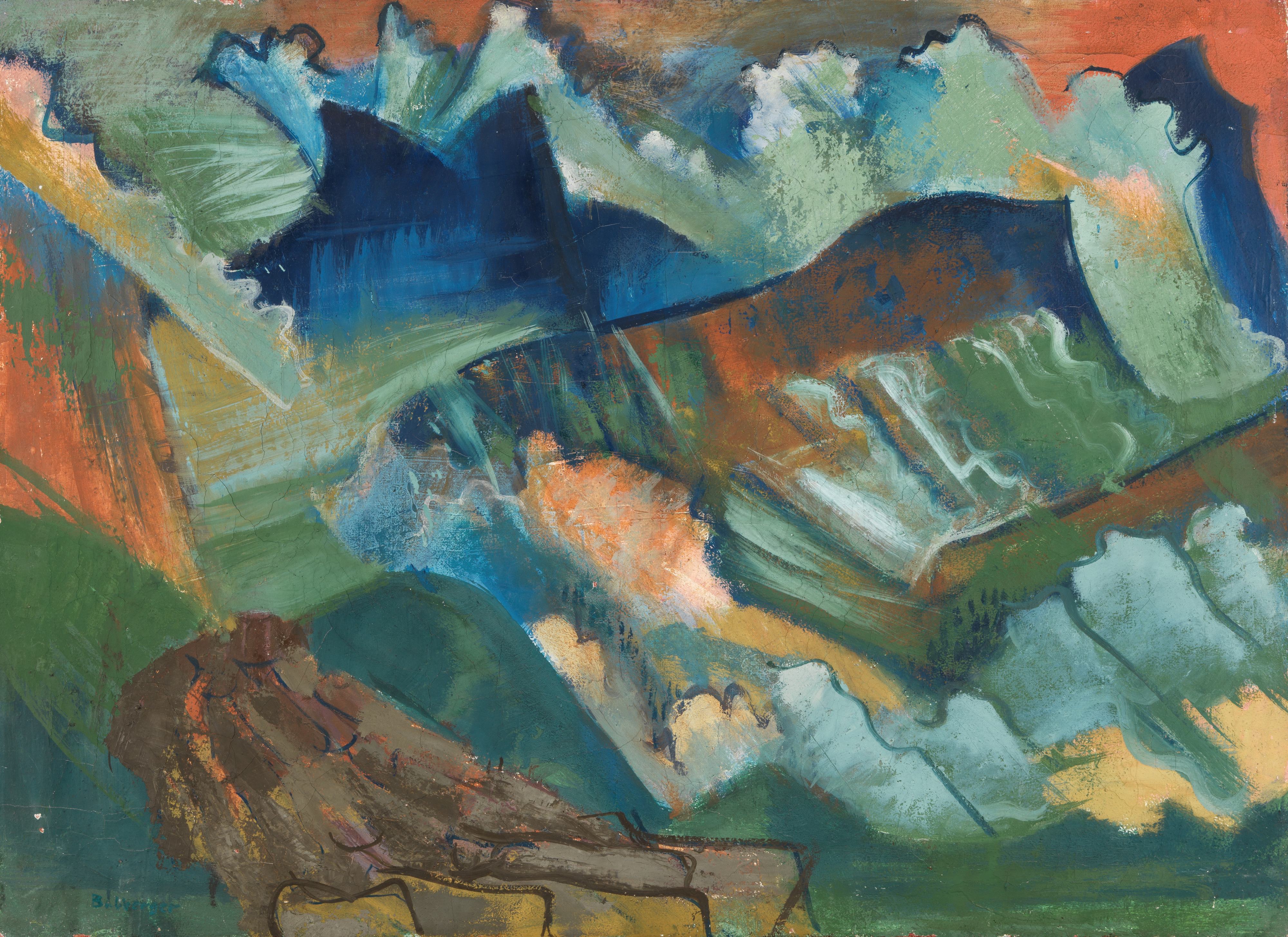 《与红色天空的山风景》（Mountain landscape with red sky）｜奥古斯特·巴贝格 August Babberger｜不明