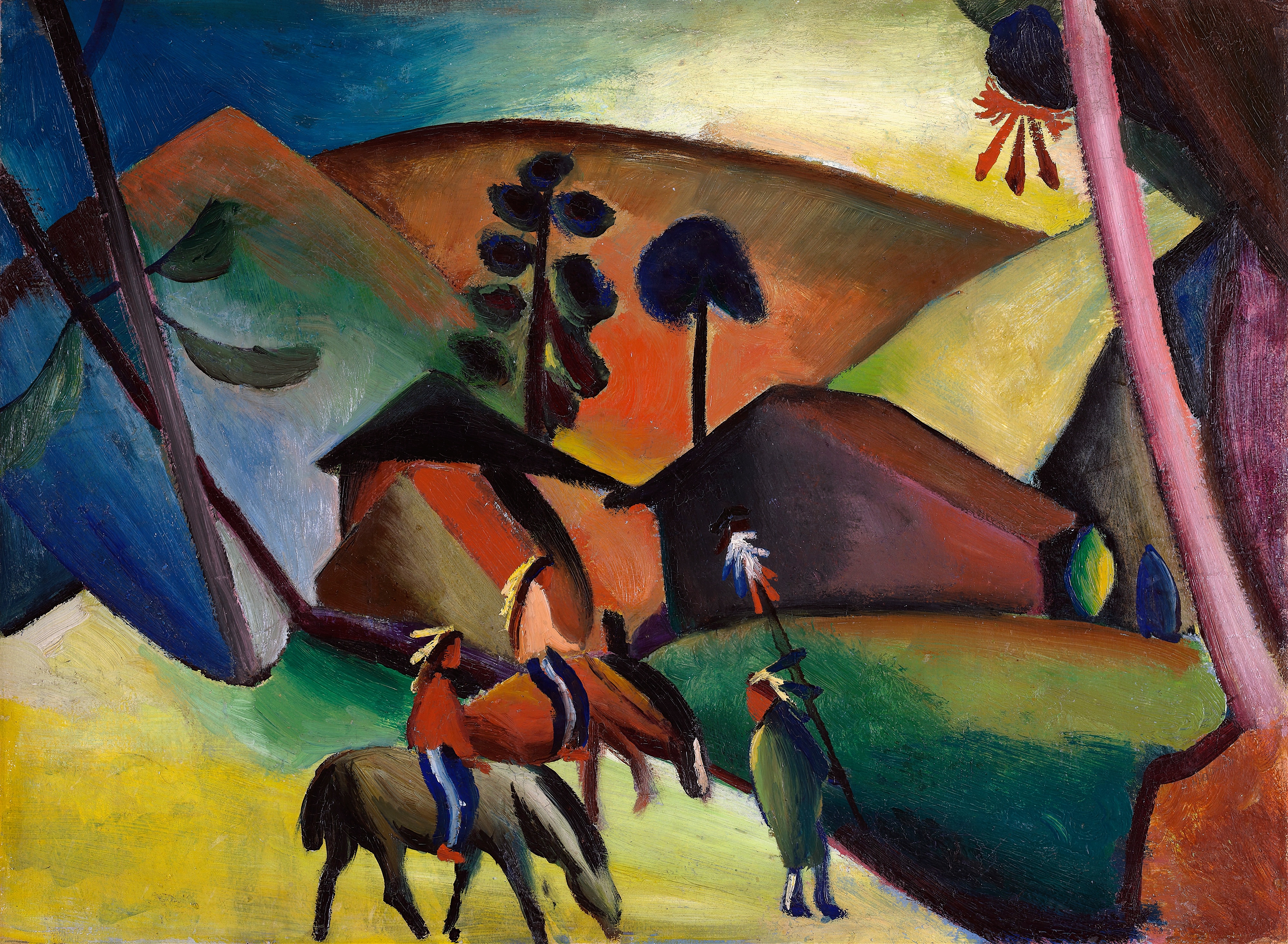 《骑马的印第安人》（Indians on Horses）｜奥古斯特·马克 August Macke｜1911