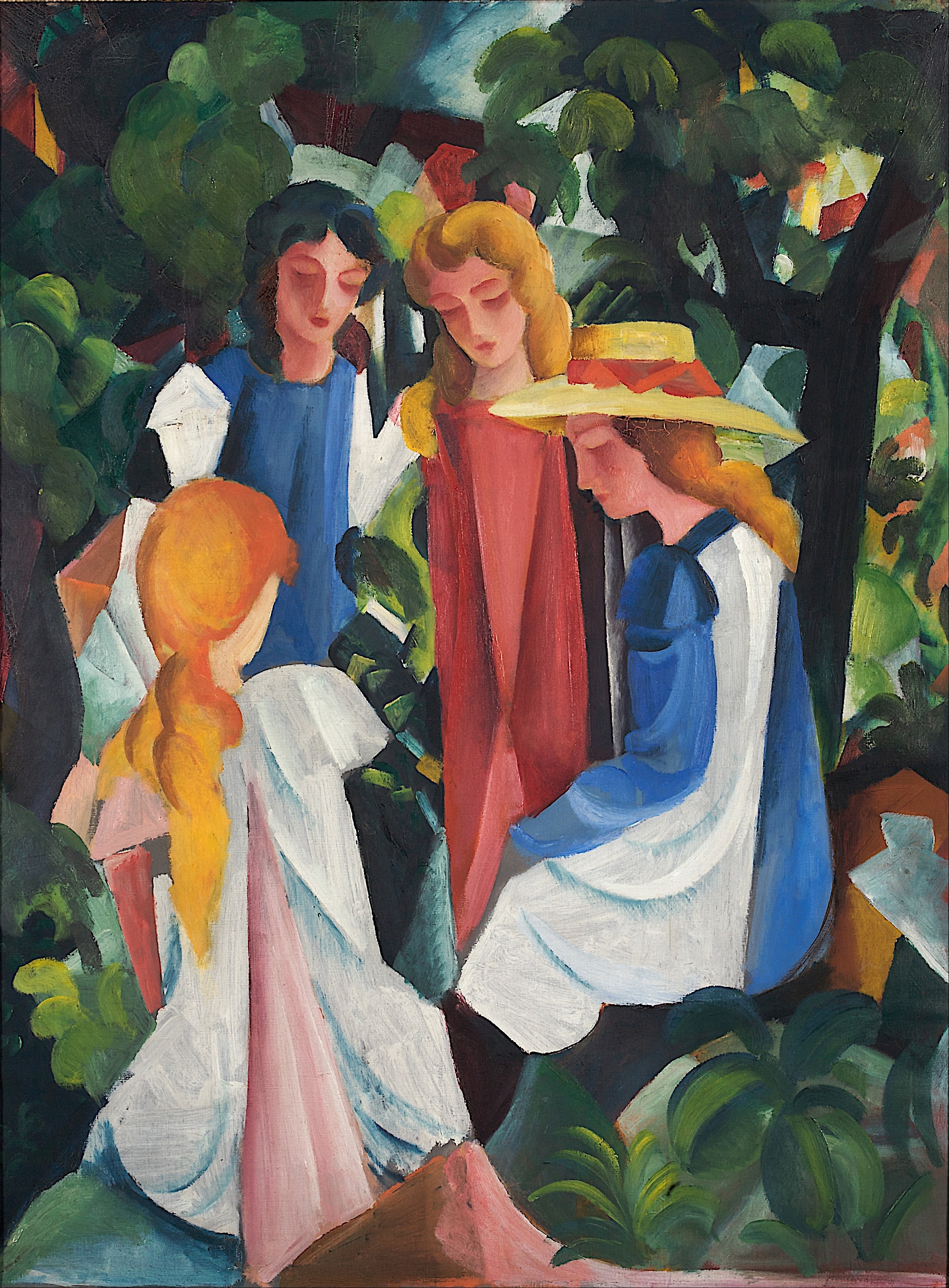 《四个女孩》（Four Girls）｜奥古斯特·马克 August Macke｜1912–1913