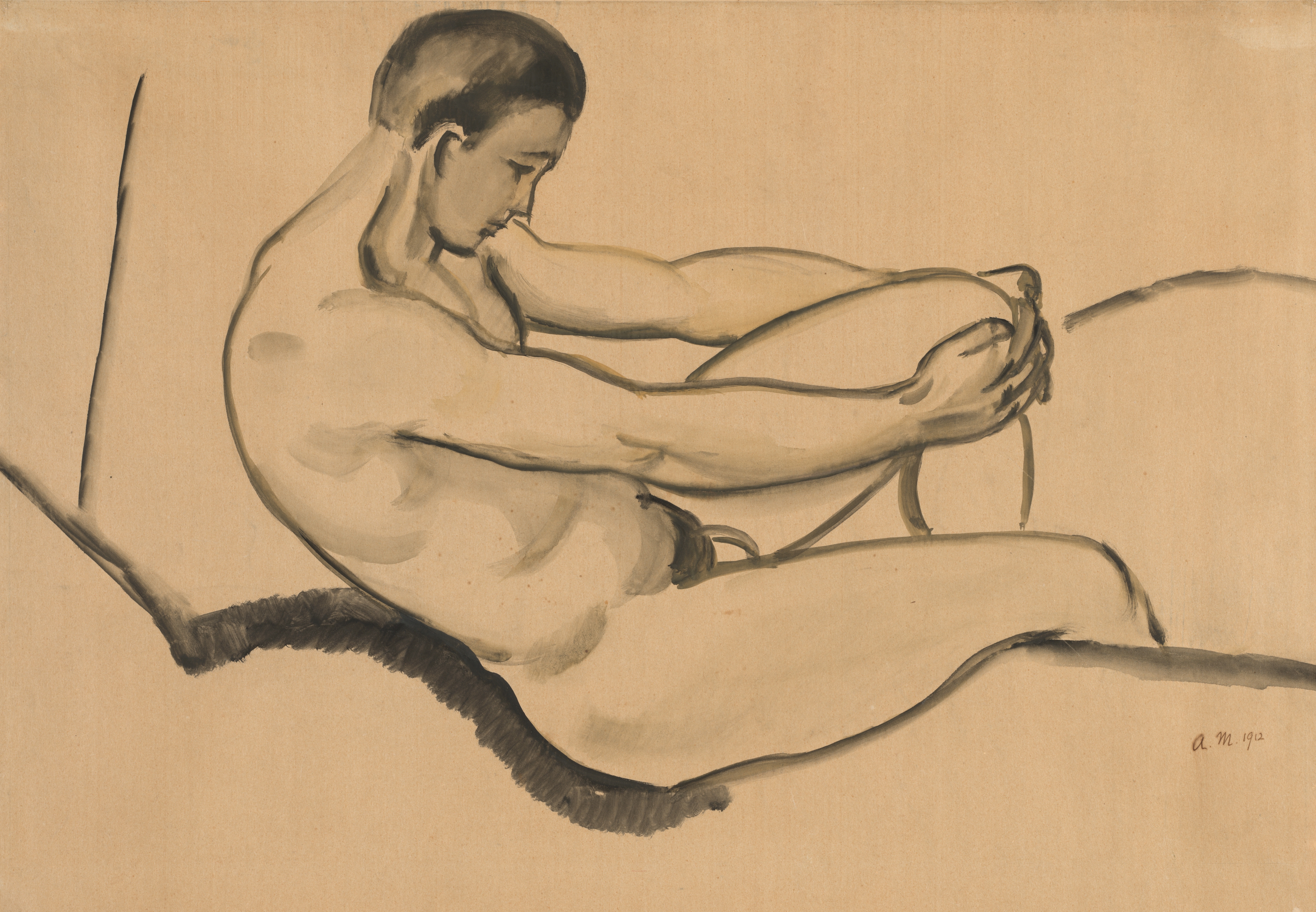 《男性裸体》（Male Nude）｜奥古斯特·马克 August Macke｜1912
