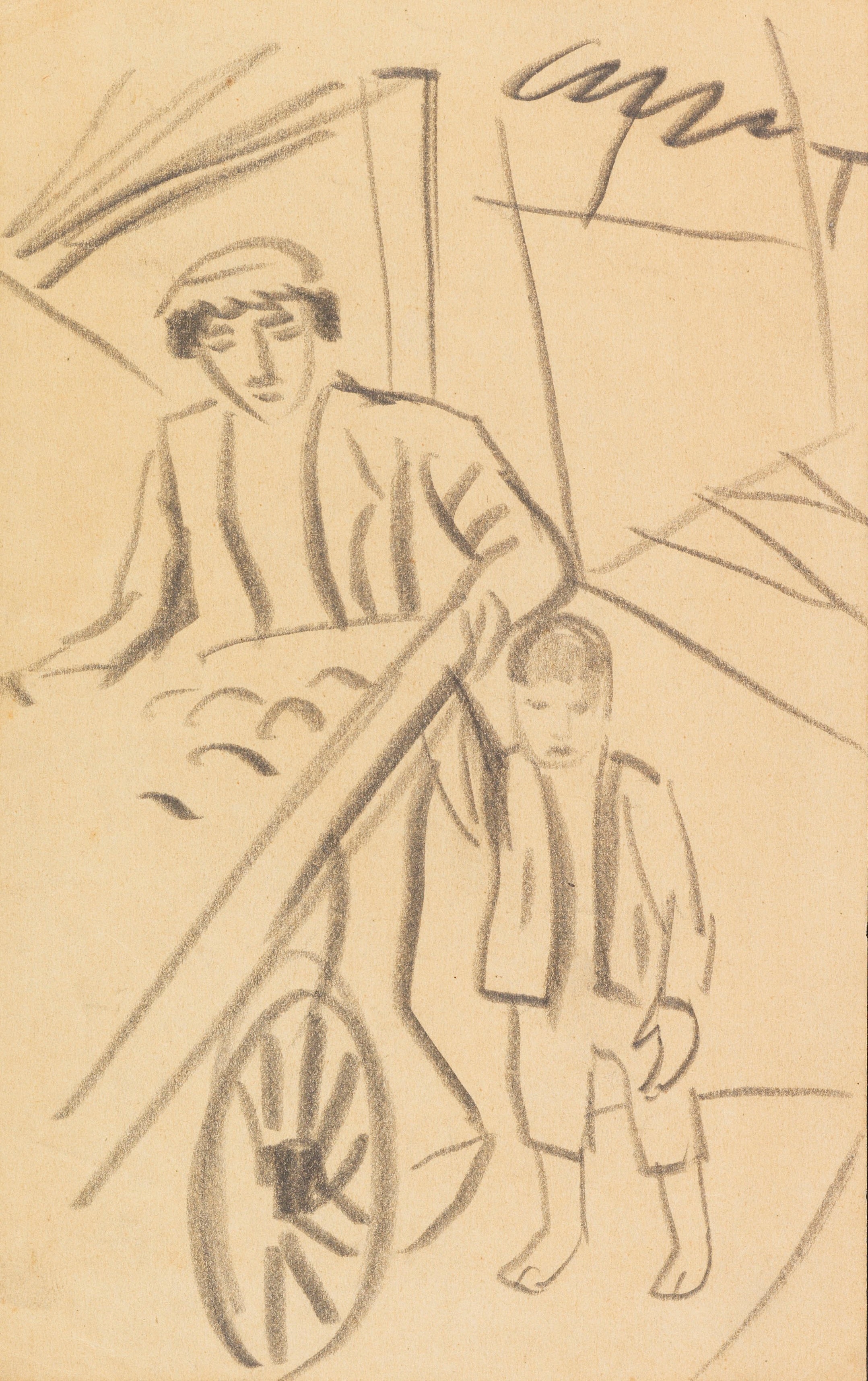 《有购物车和孩子的男人》（Man with cart and child）｜奥古斯特·马克 August Macke｜1912