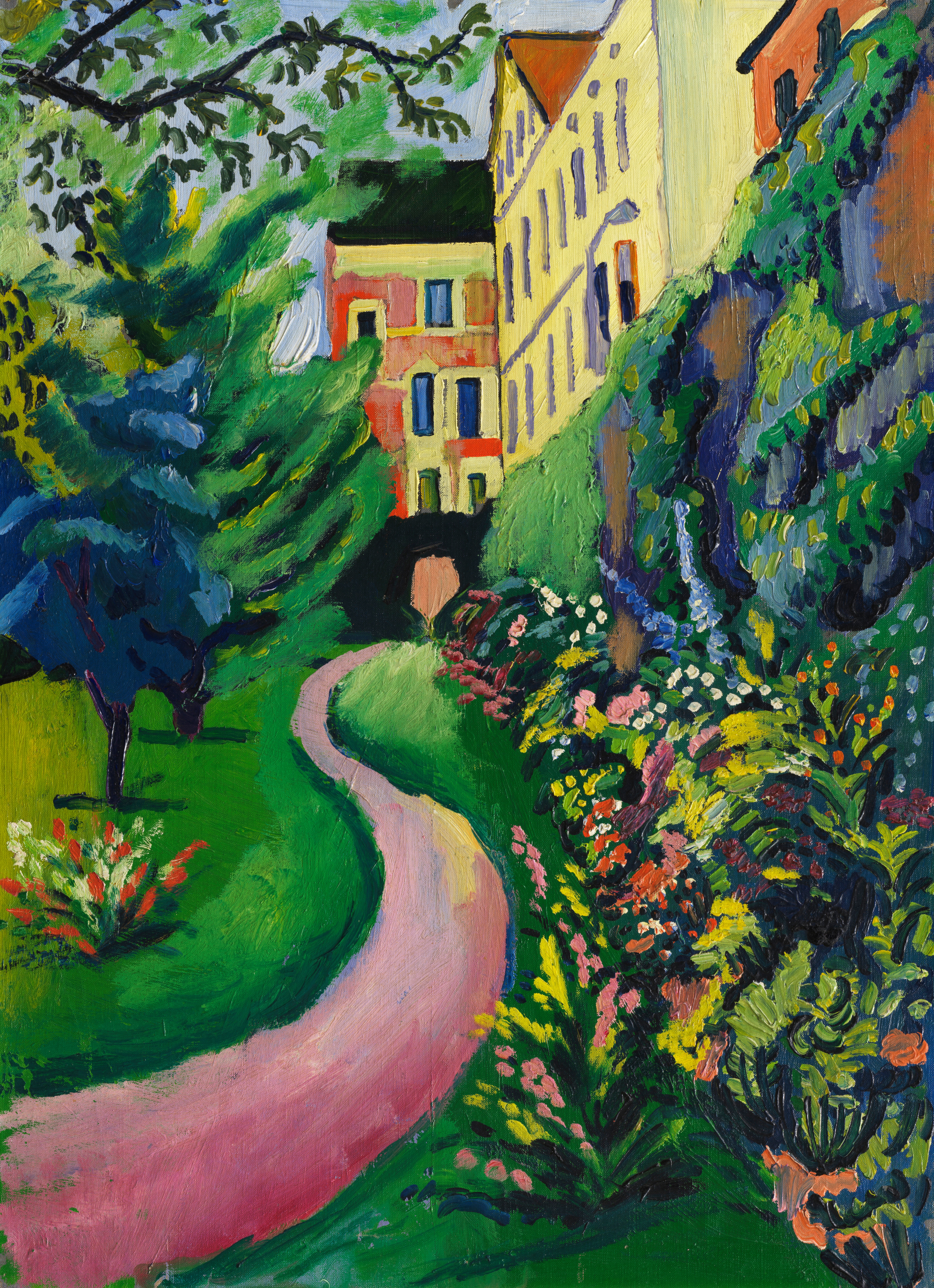 《我们的花园有开花的边界》（Our garden with flowering borders）｜奥古斯特·马克 August Macke｜1912